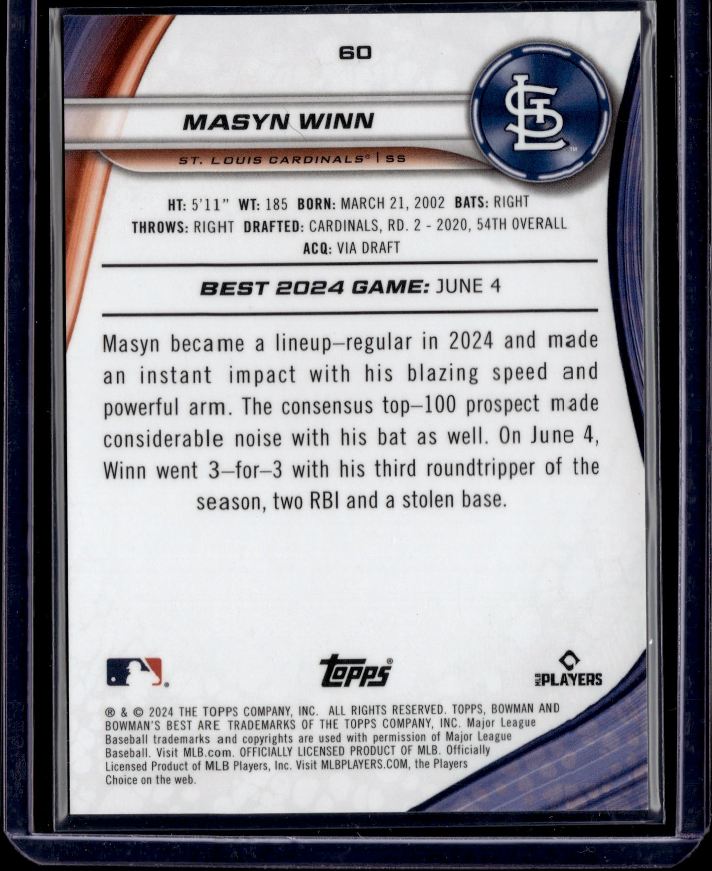 2024 Bowman’s Best Masyn Winn #60 RC Red /5