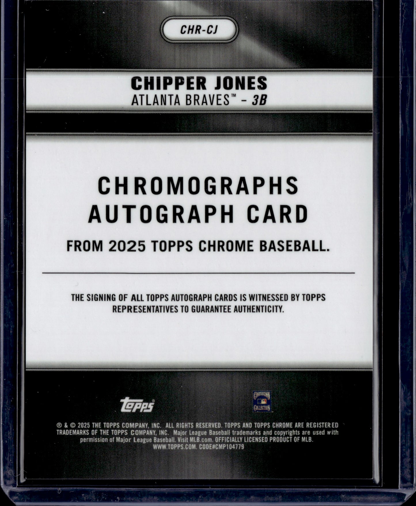 2025 Topps Chrome Chipper Jones #CHR-CJ 12 Auto /50