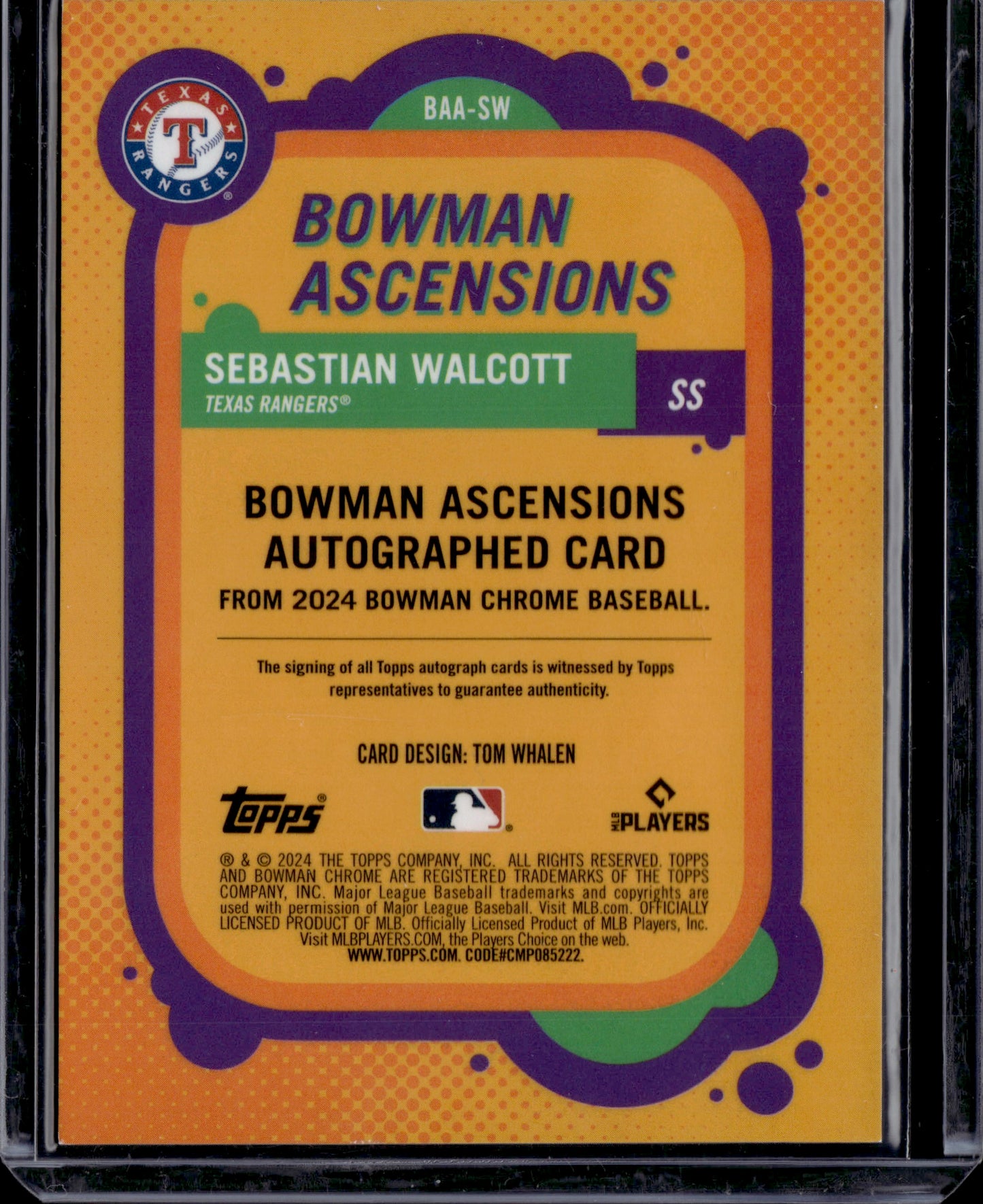 2024 Topps Bowman Chrome Bowman Ascensions Sebastian Walcott Auto /150