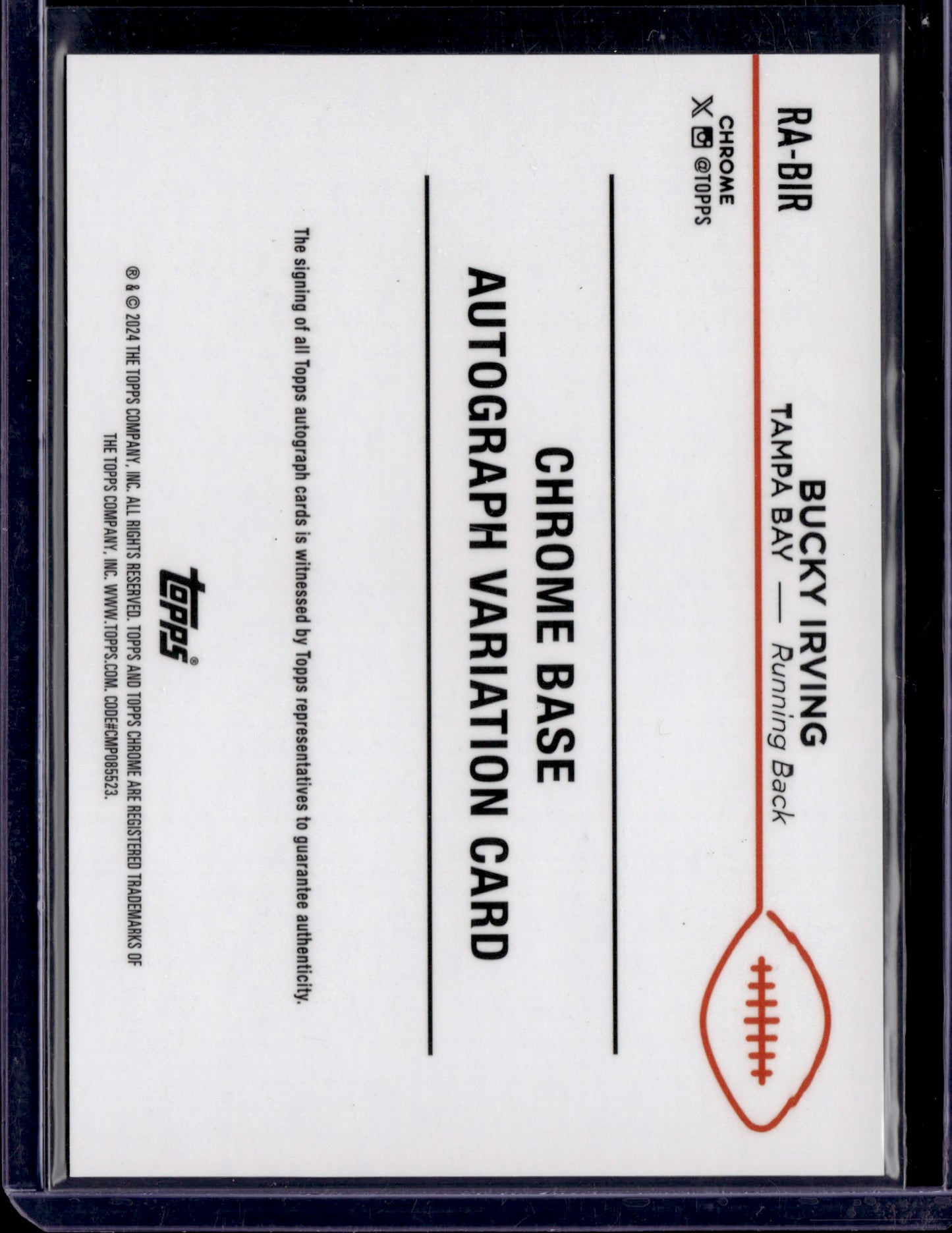 2024 Topps Chrome Bucky Irving #RA-BIR Orange Auto /25 RC