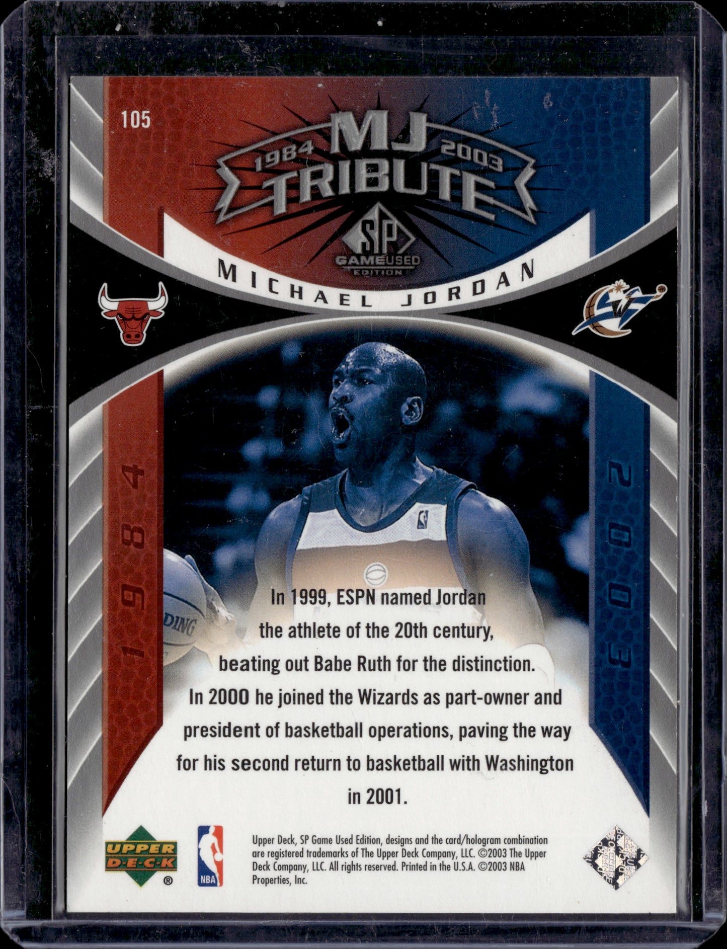 2003 Upper Deck SP Game Used MJ Tribute Michael Jordan #105 839/999