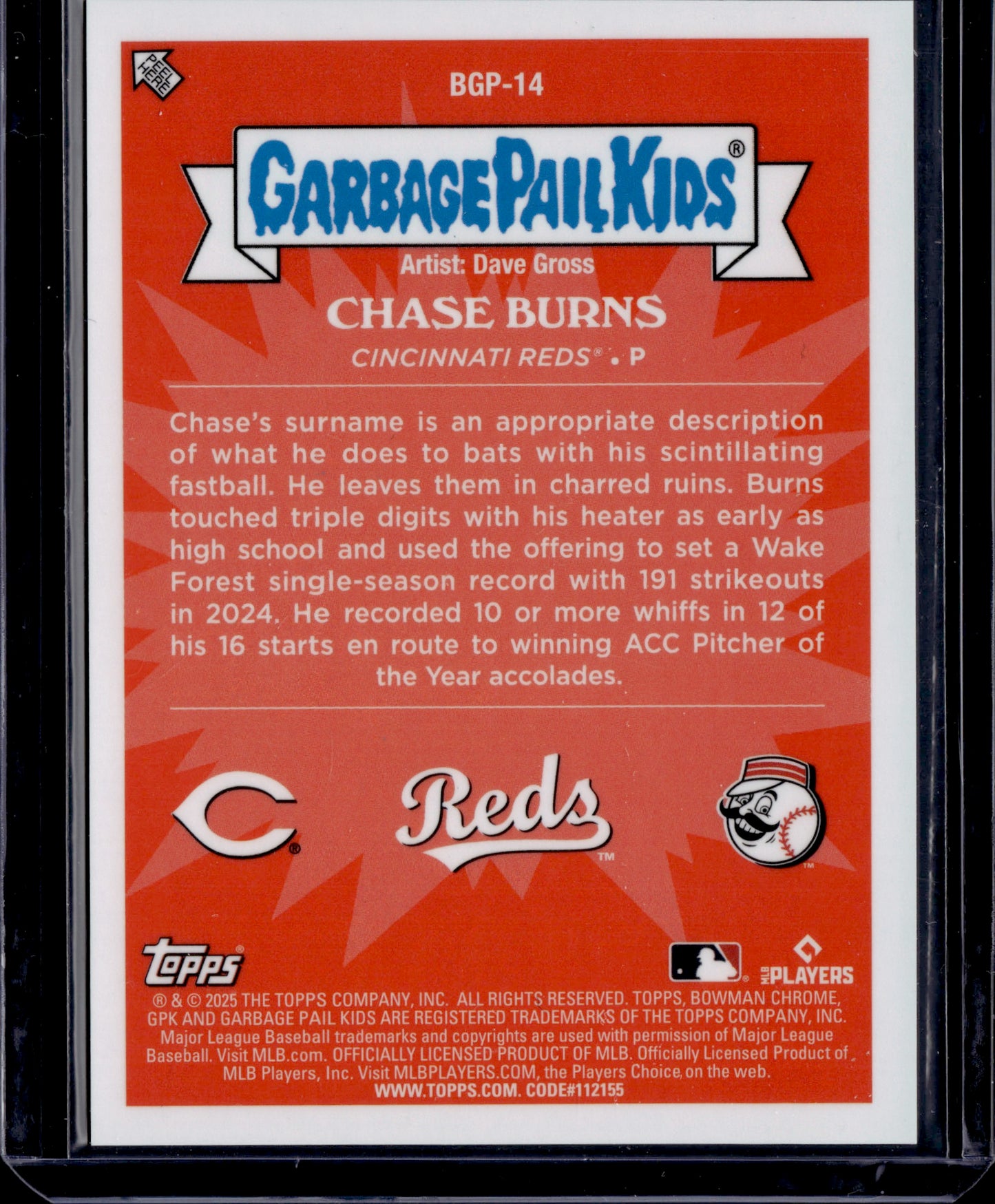 2025 Topps Garbage Pail Kids Chase Burns GBK SP #BGP-14