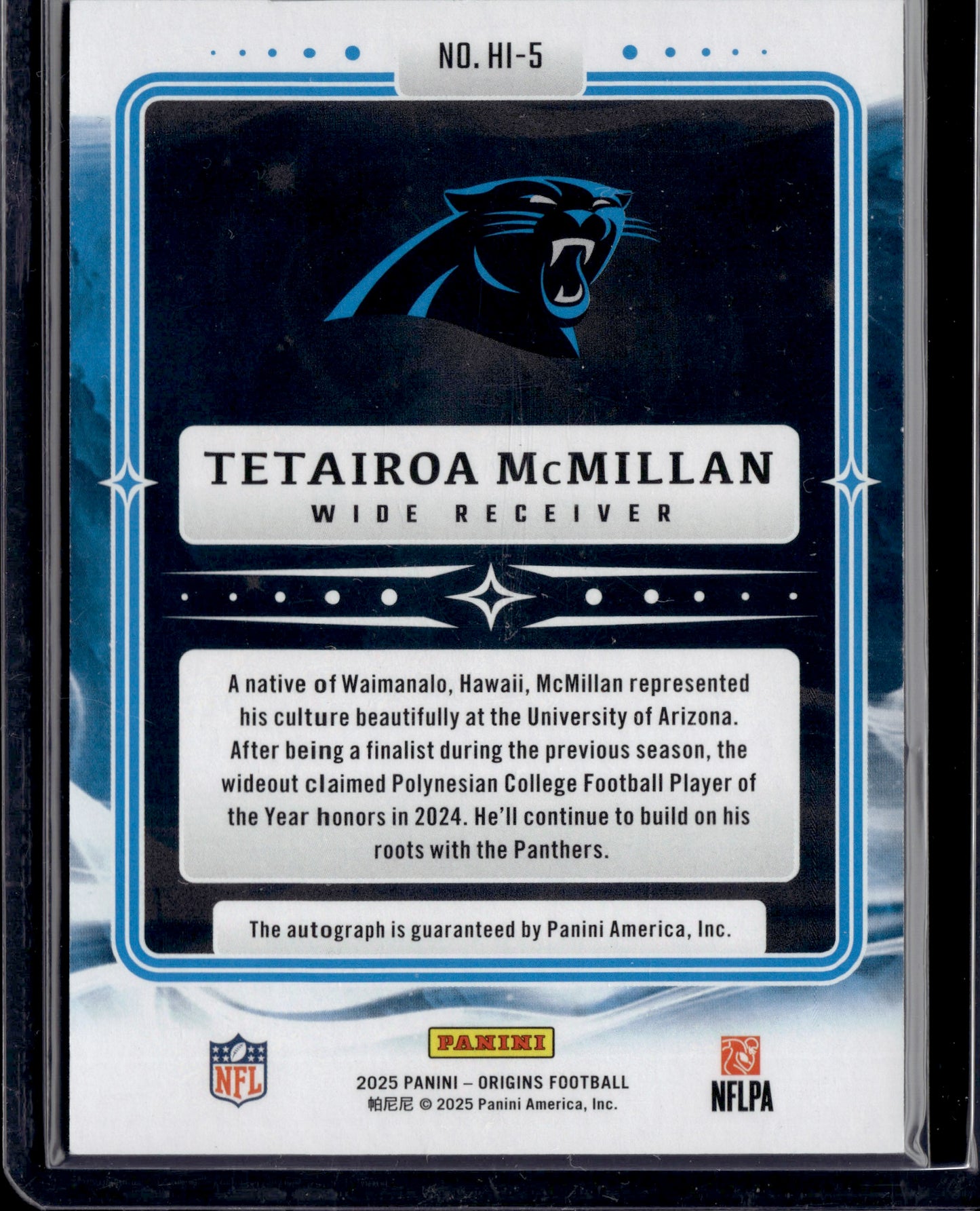 2025 Panini Origins Hometown Inscriptions Tetairoa McMillan Auto #HI-5 RC /99