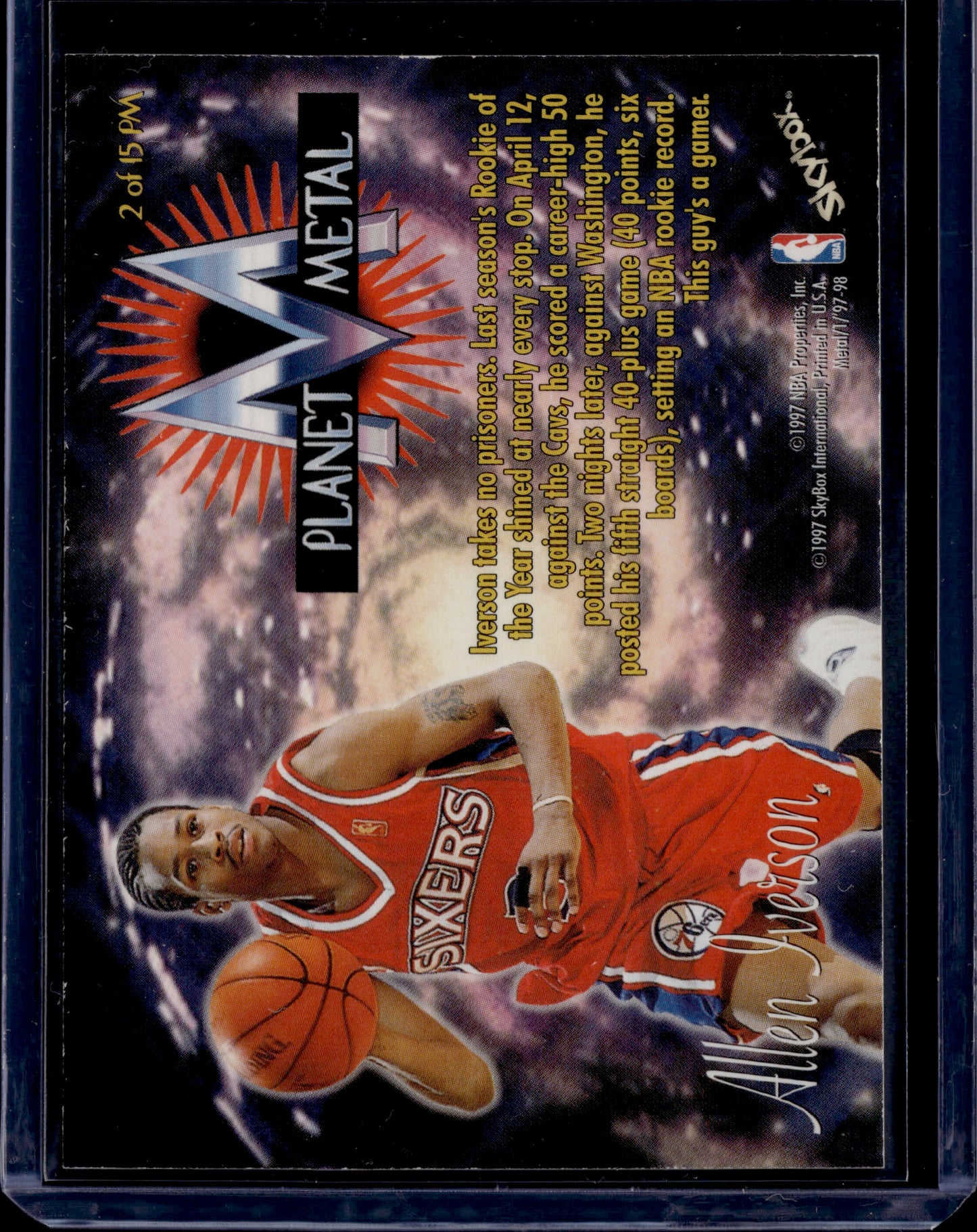 1997 SkyBox Metal Universe Planet Metal Allen Iverson #2 of 15 PM