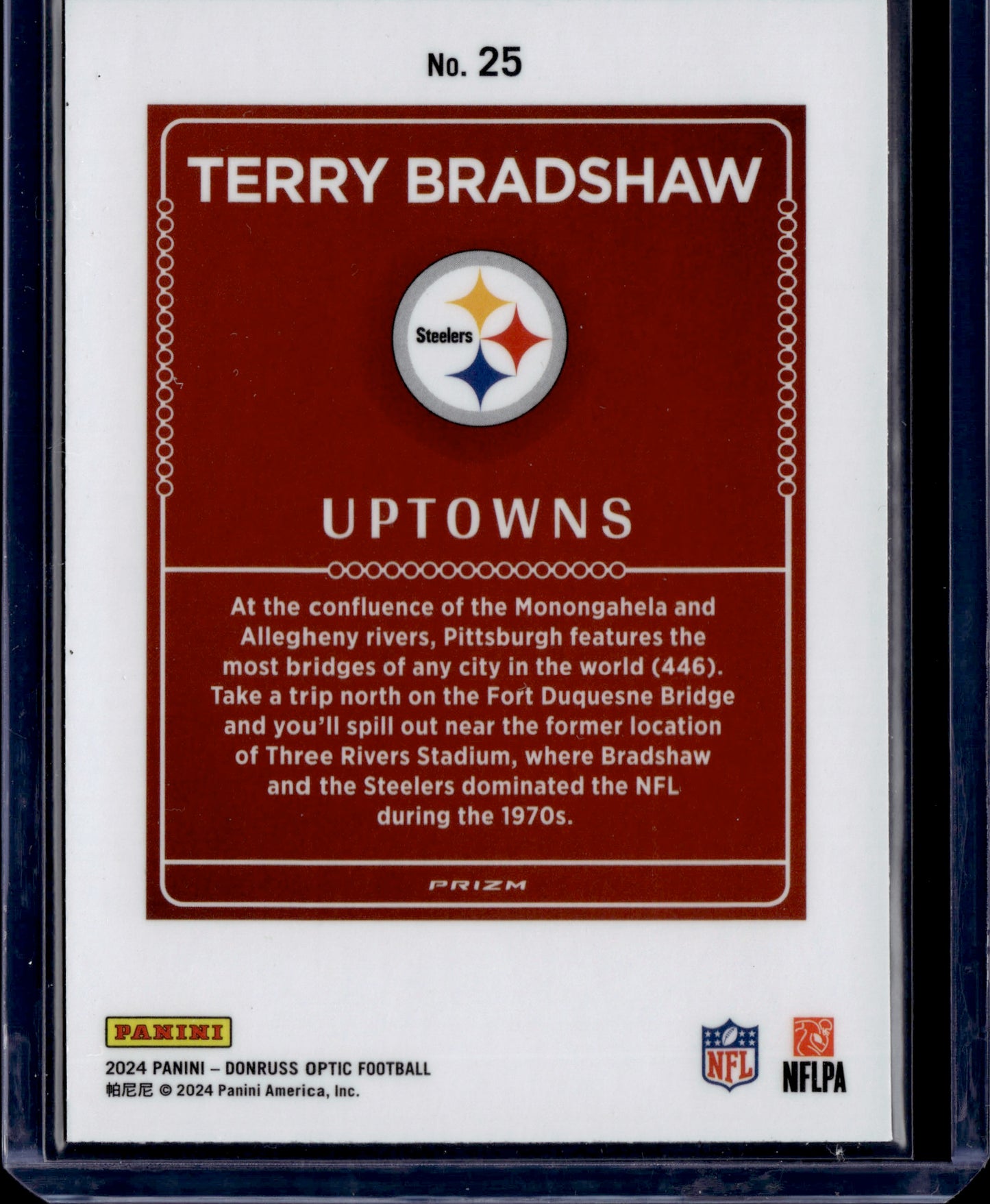 2024 Panini Donruss Optic Uptowns Terry Bradshaw #25 Prizm