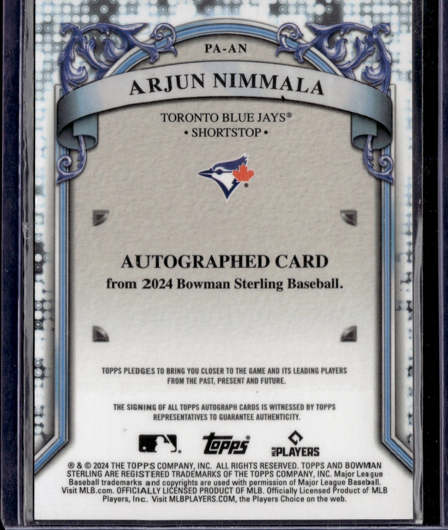 2024 Topps Bowman Sterling Arjun Nimmala Auto /15 #PA-AN