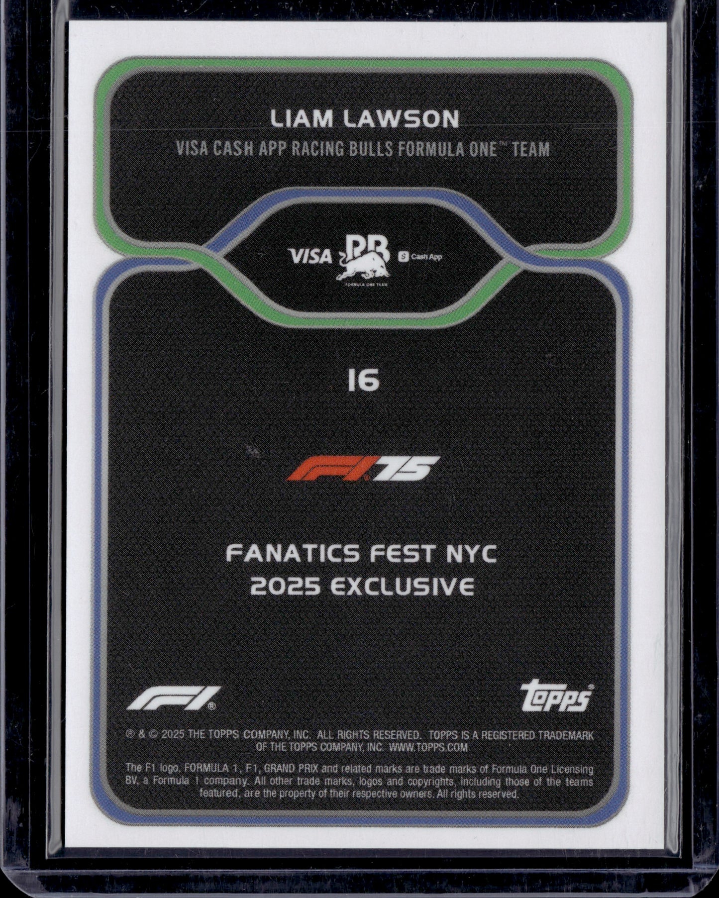 2025 Topps Formula 1 Fanatics Fest NYC Liam Lawson /50 #16