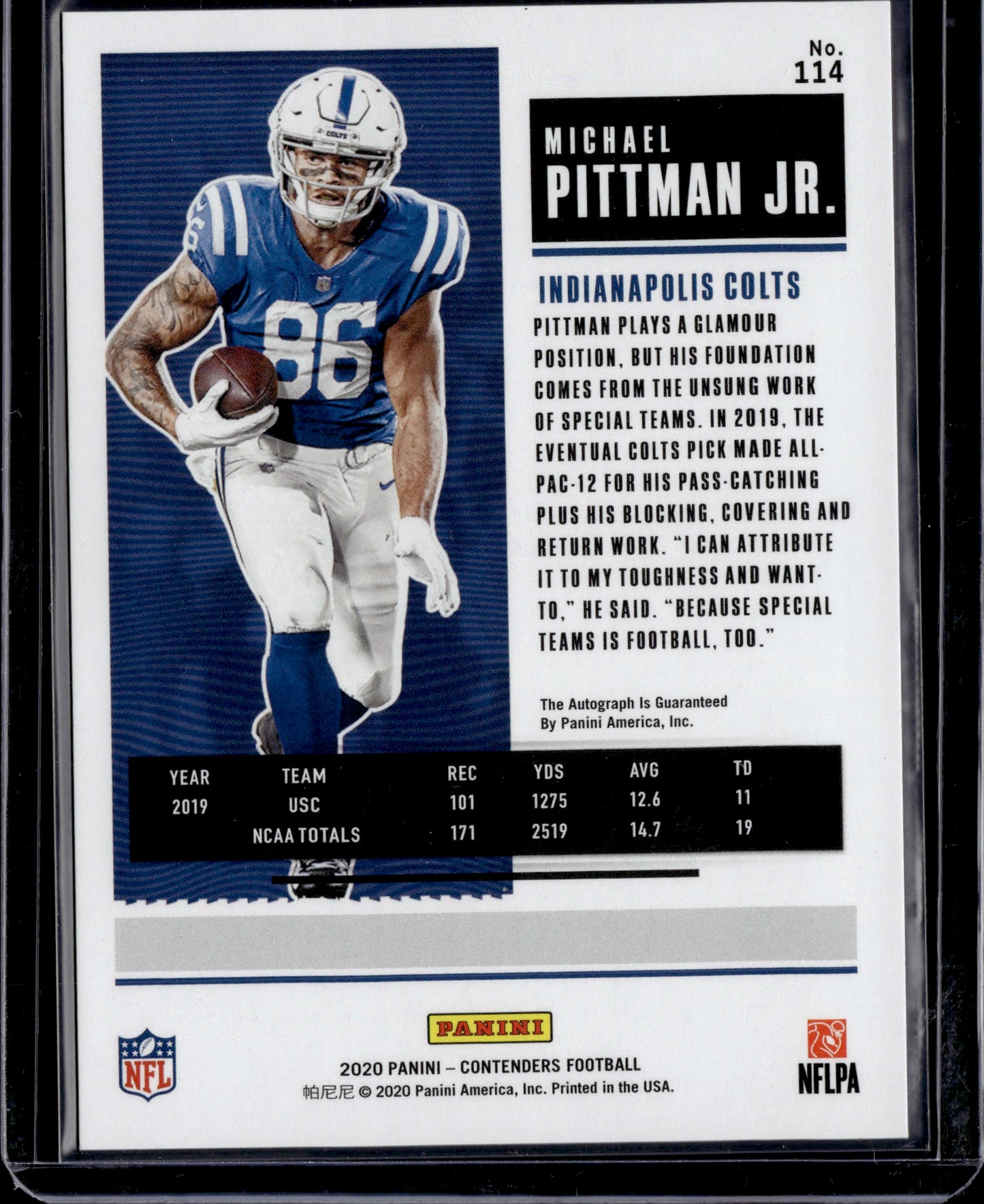 2020 Panini Contenders Michael Pittman Jr. #114 Championship Ticket RC /49