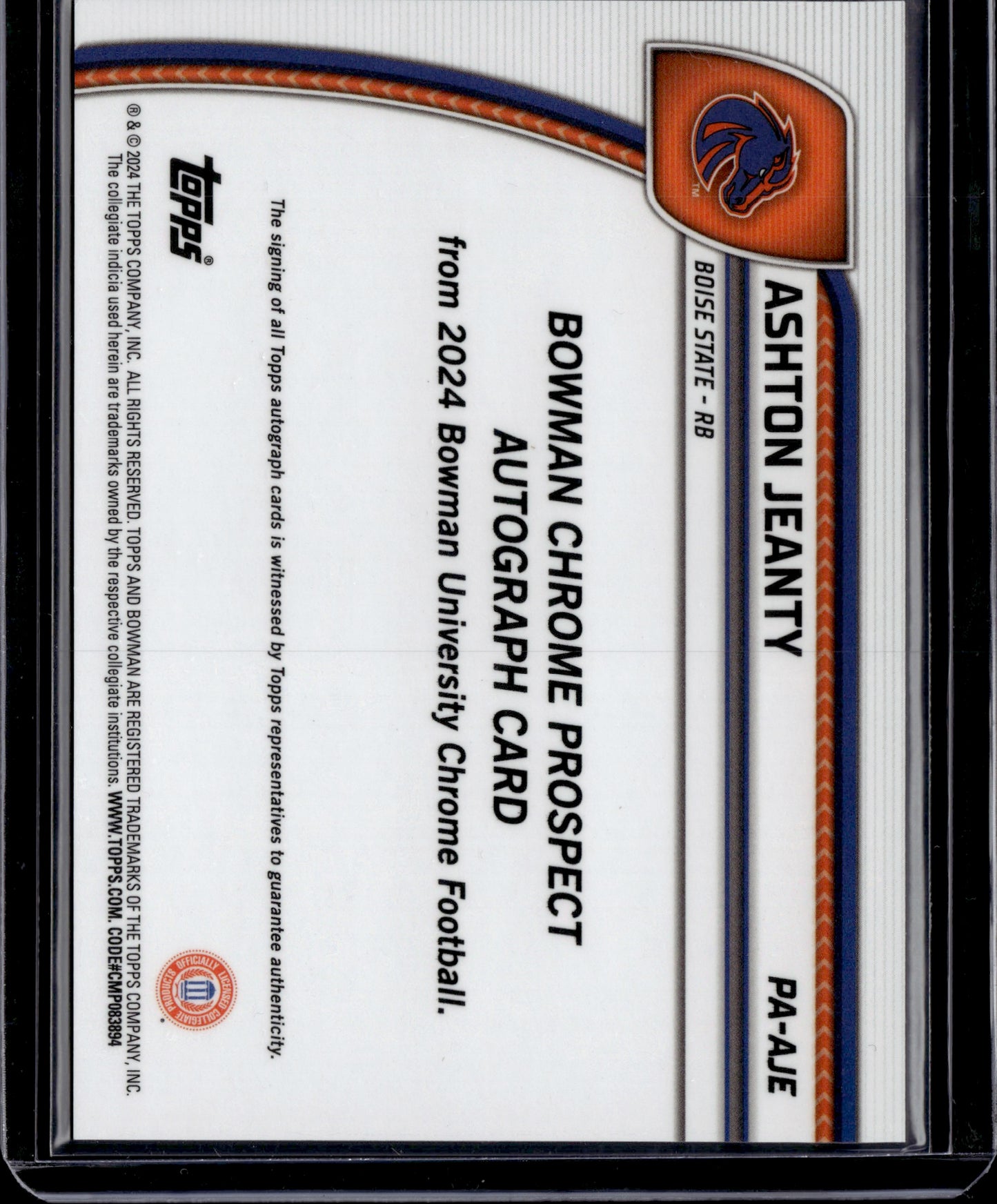 2024 Topps Bowman University Chrome Football Ashton Jeanty Auto #PA-AJE