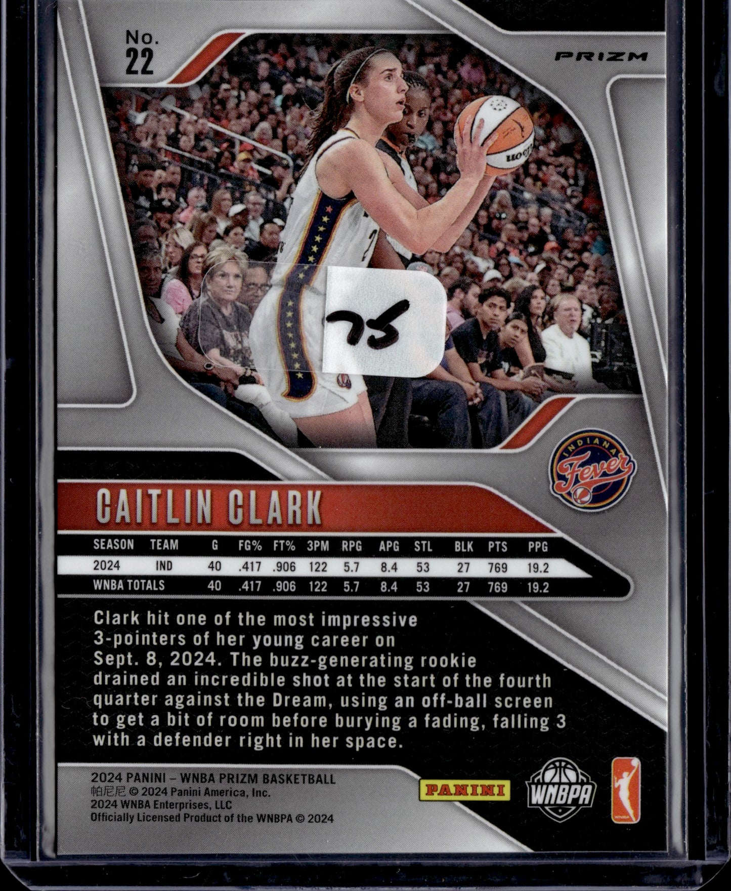 2024 Panini WNBA Prizm Basketball Caitlin Clark Ice #22 RC
