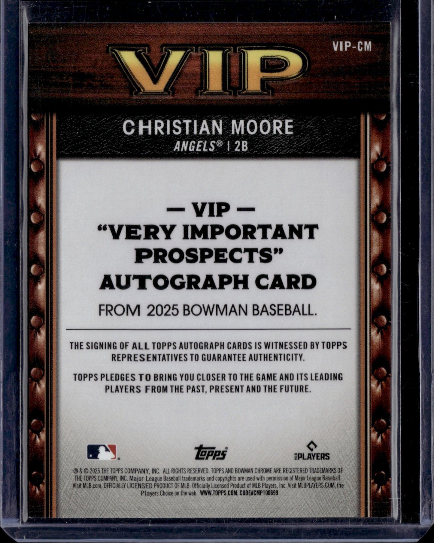 2025 Bowman Chrome VIP Christian Moore Auto Orange /25