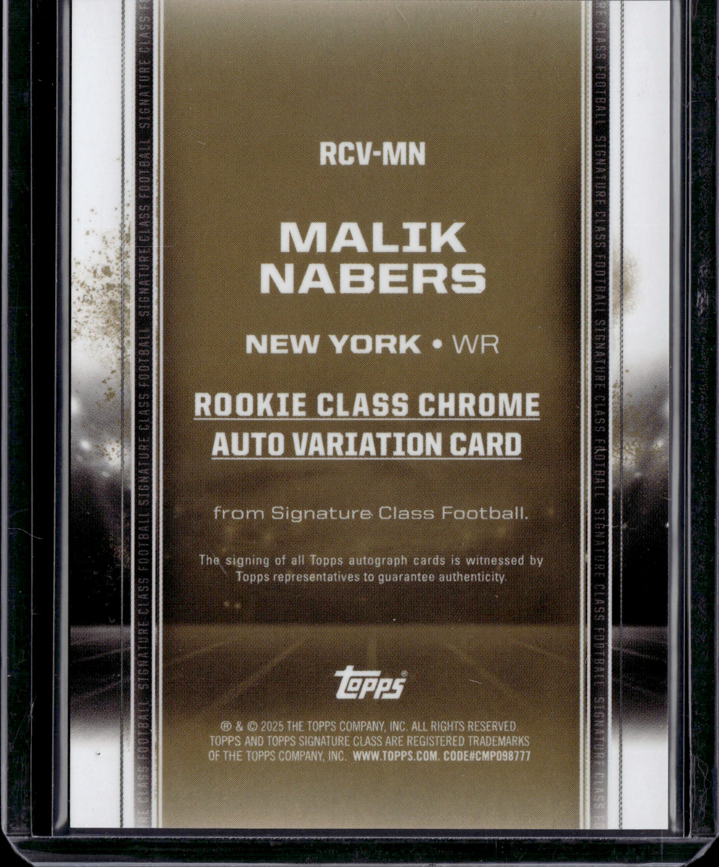 2025 Topps Signature Class Football Malik Nabers Auto #RCV-MN /50