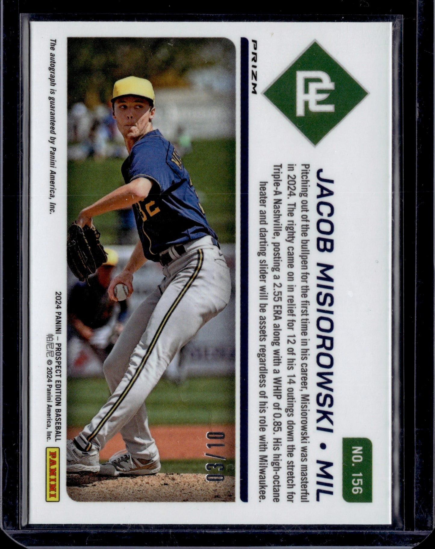 2024 Panini Prizm Prospect Edition Jacob Misiorowski #156 03/10