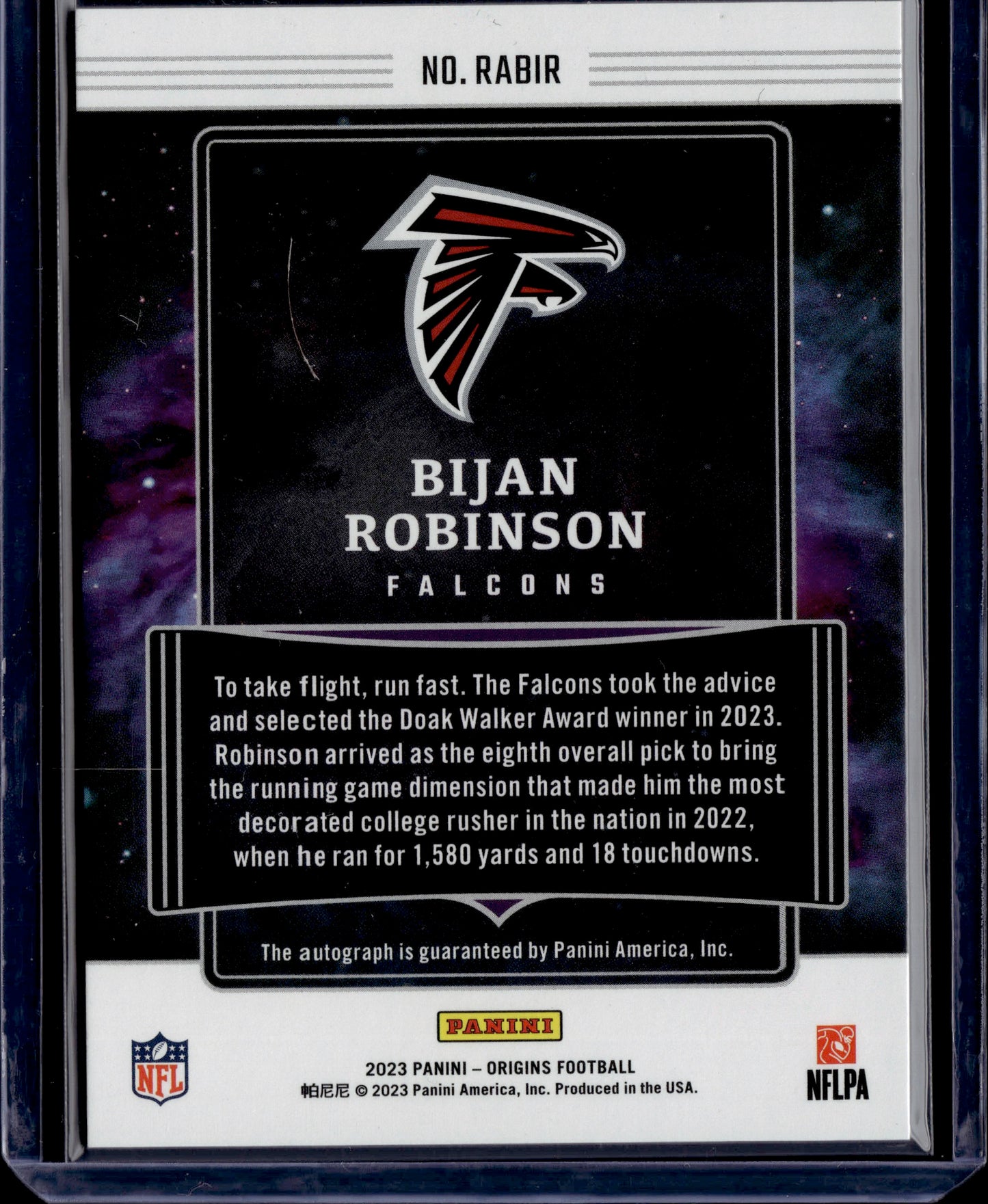 2023 Panini Origins Football Bijan Robinson Auto #RABIR Blue RC /49