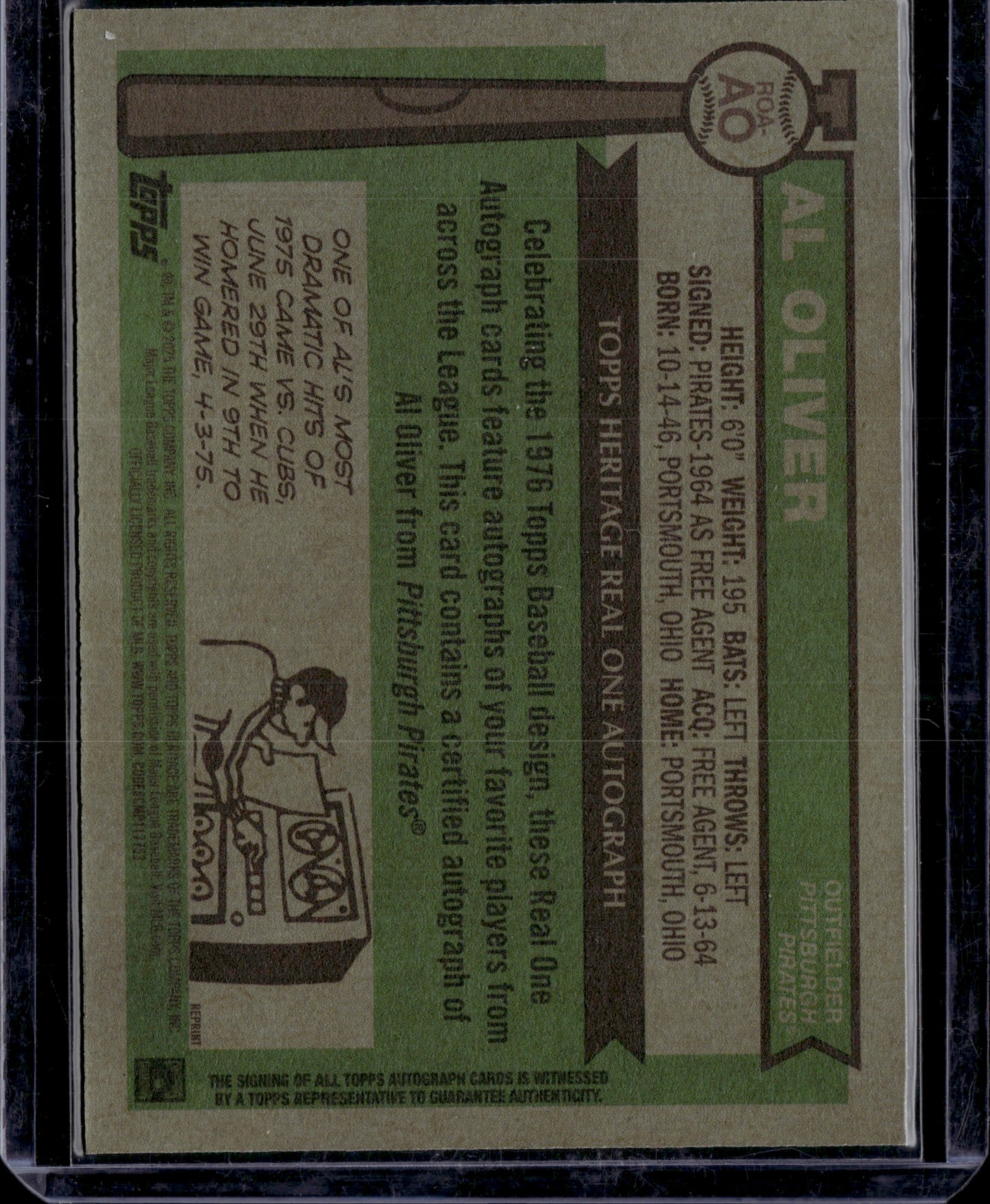 2025 Topps Heritage Real One Autograph Al Oliver #ROA-AO Red Ink
