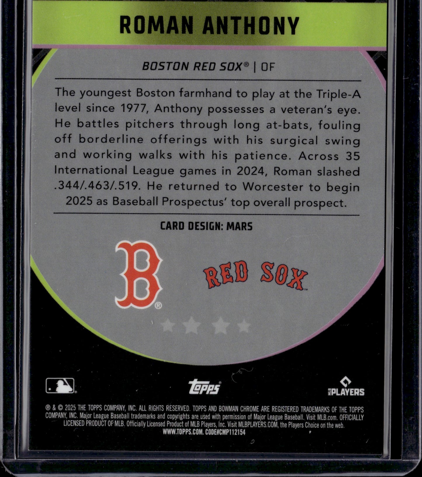 2025 Bowman Chrome Roman Anthony Bowman Ascensions SP