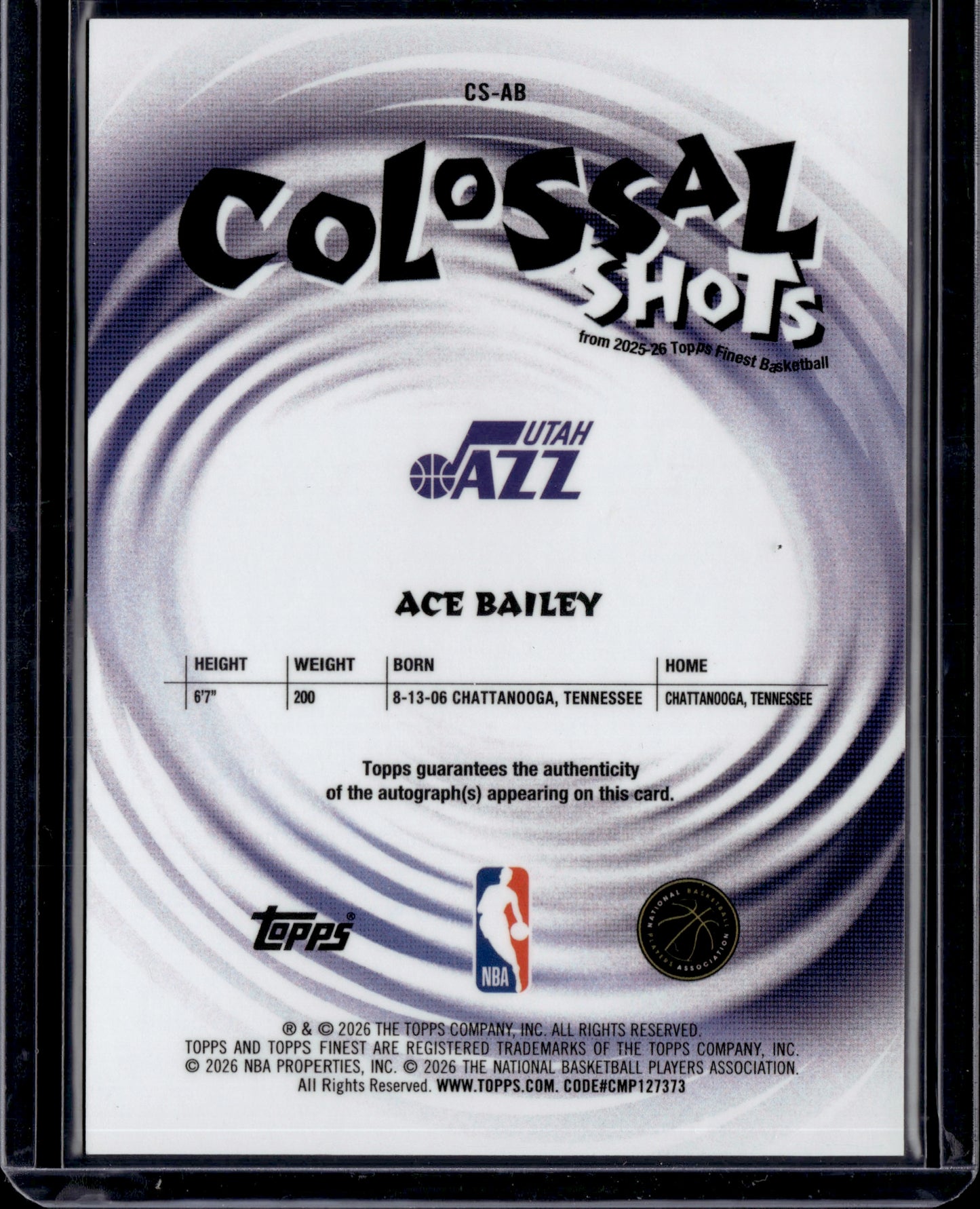 2026 Topps Finest Colossal Shots Ace Bailey Auto /35 #CS-AB RC