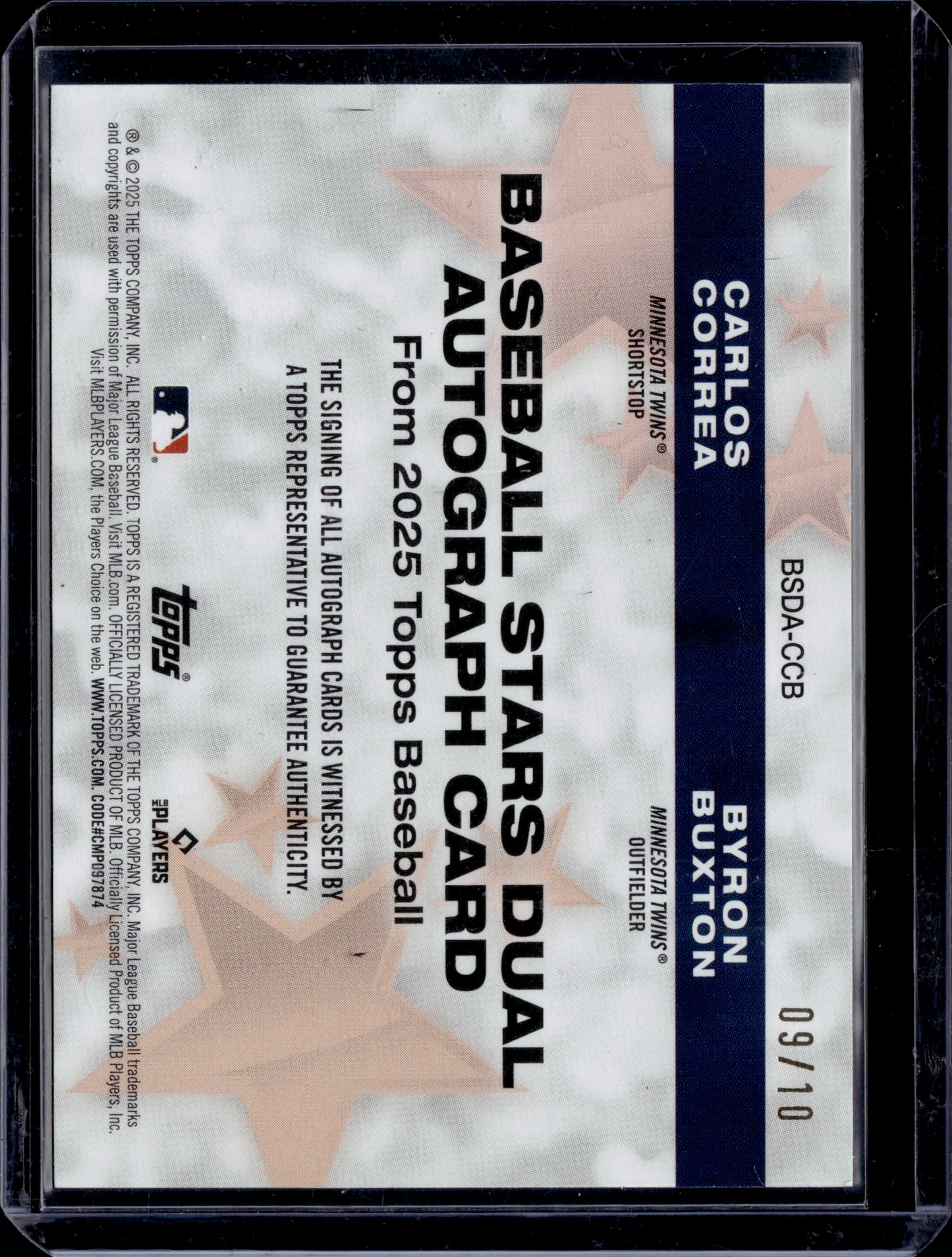 2025 Topps Baseball Stars Dual Autograph Byron Buxton Carlos Correa /10