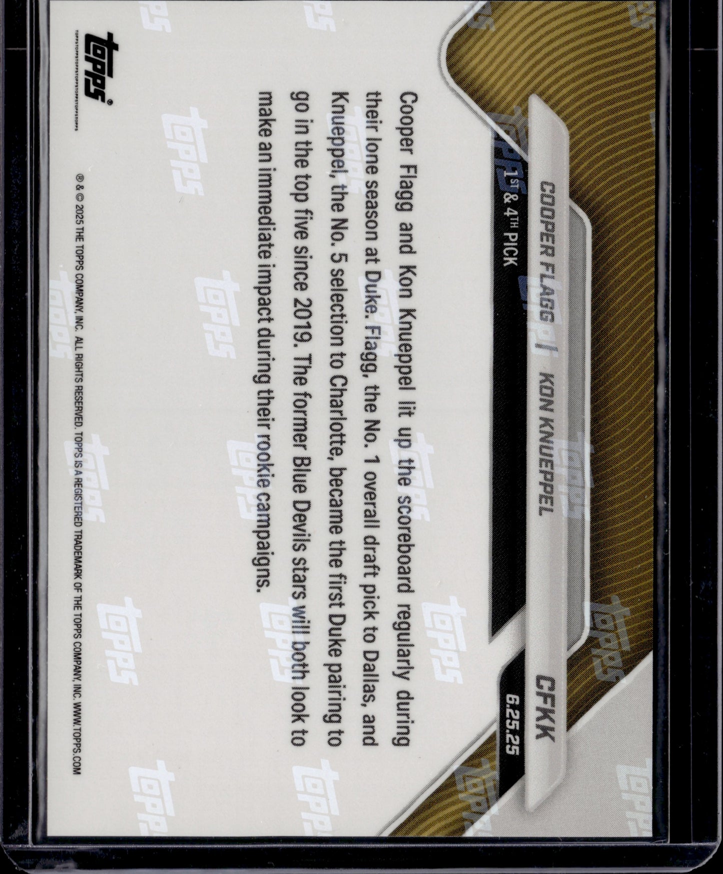 2025 Topps Now Kon Knueppel Cooper Flagg #CFKK