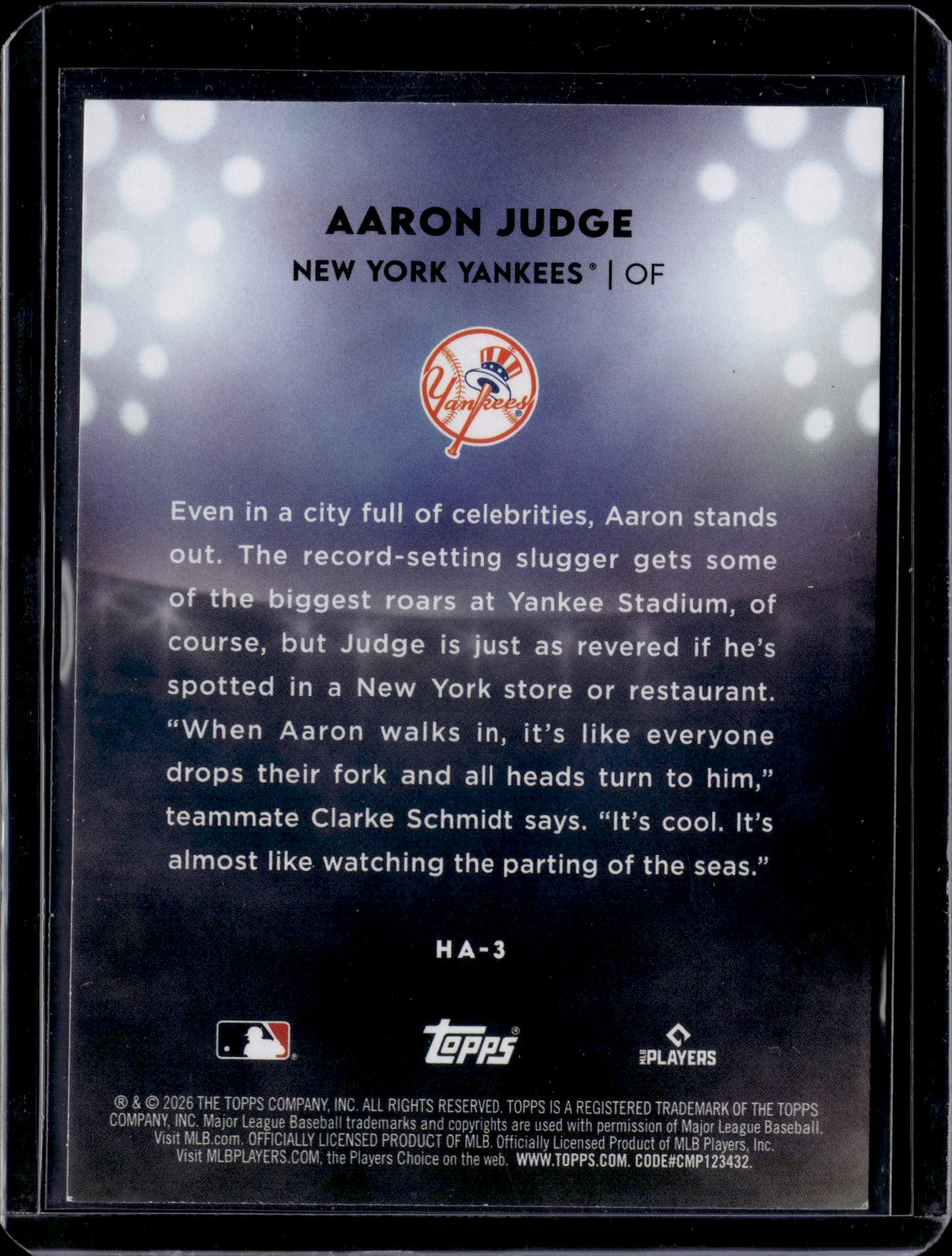 2026 Topps Home Field Advantage Aaron Judge #HA-3
