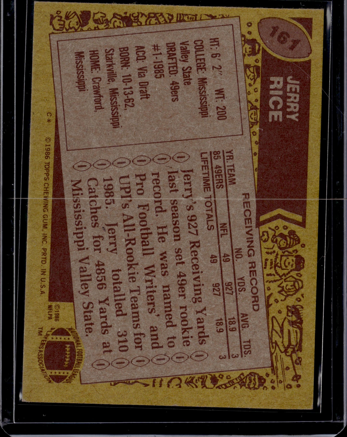 1986 Topps Jerry Rice #161