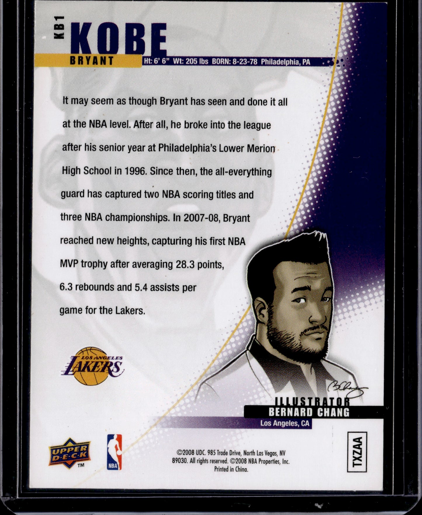 KOBE BRYANT 2008-09 UPPER DECK BASKETBALL #KB1 ALL STAR VINYL SERIES 1