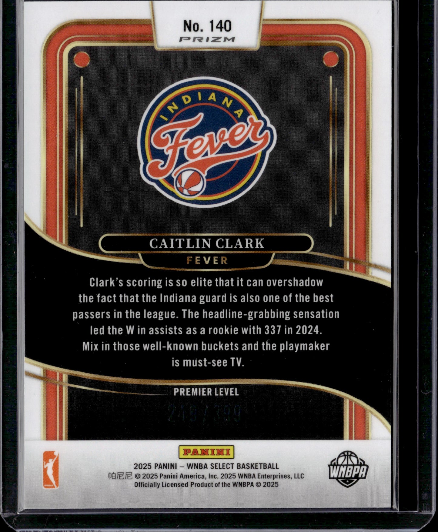 2025 Panini Select Prizm Caitlin Clark #140 /399