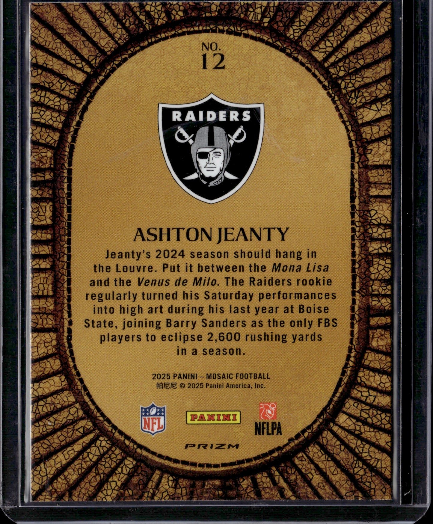 2025 Panini Mosaic Football Ashton Jeanty SP #12 Micro RC