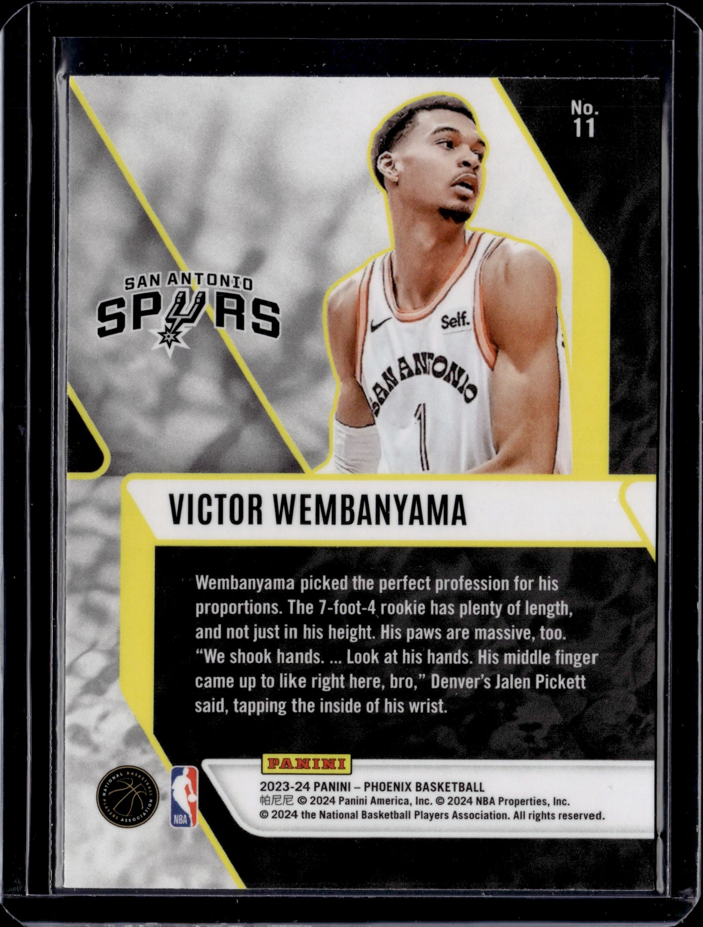 2024 Panini Phoenix Fade to Black Victor Wembanyama Blue Ice #11 RC