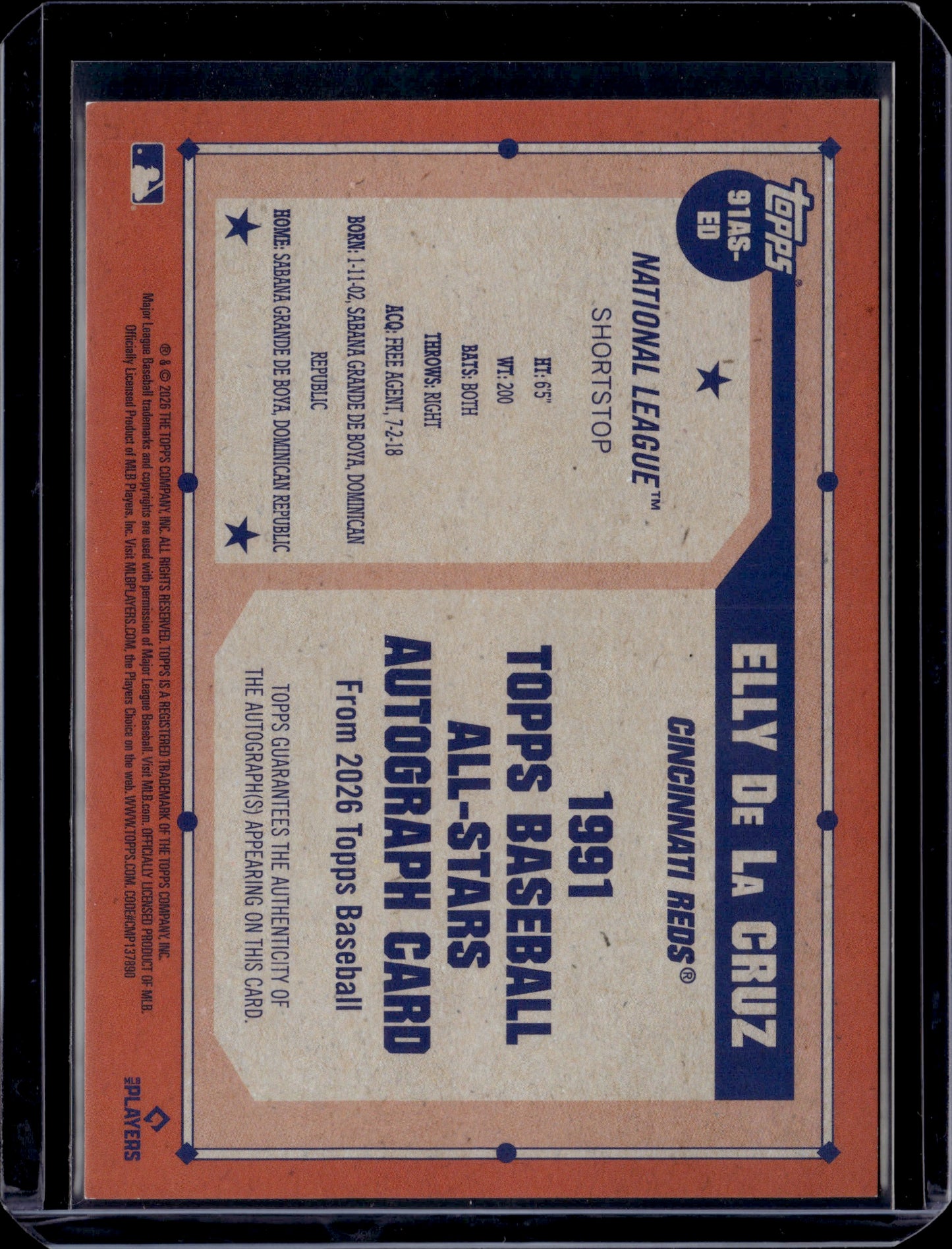 2026 Topps Baseball All-Stars Elly De La Cruz Auto #91AS-ED