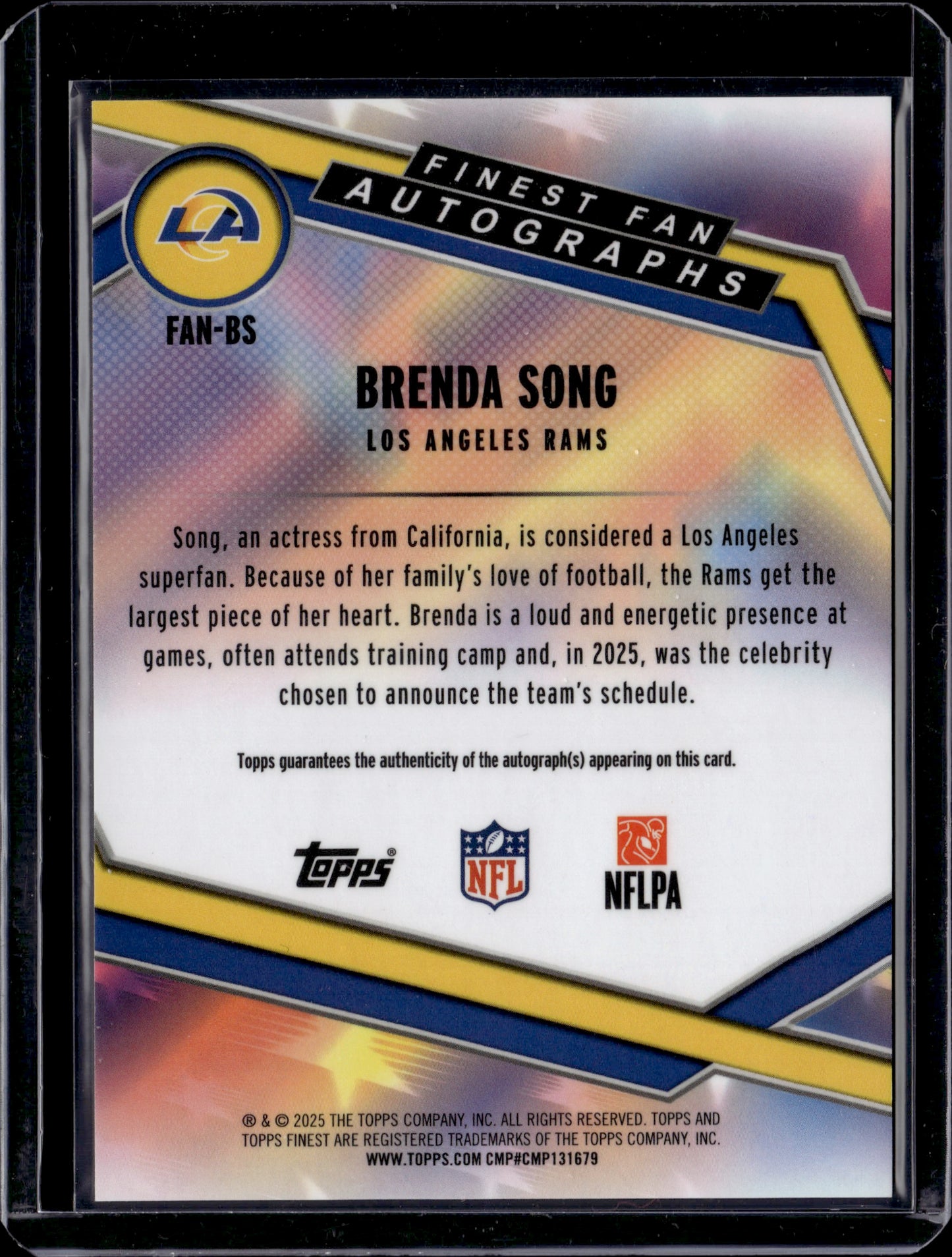 2025 Topps Finest Brenda Song #FAN-BS Finest Fan Autographs
