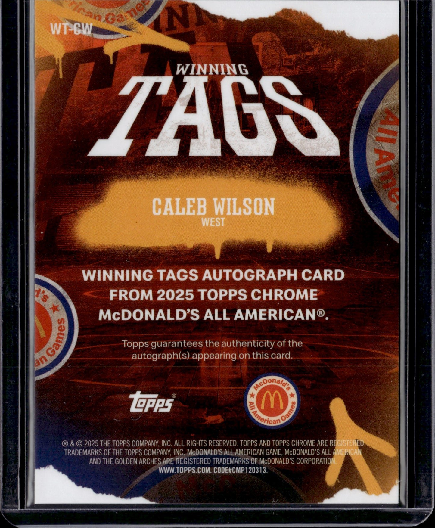 2025 Topps Chrome McDonald's All American Winning Tags Caleb Wilson #WT-CW