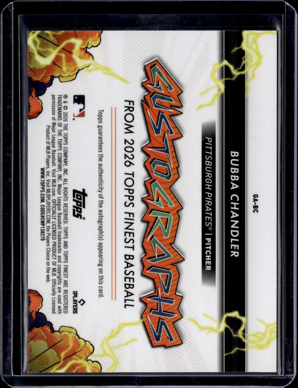 2026 Topps Finest Bubba Chandler Auto /10 #GA-BC RC
