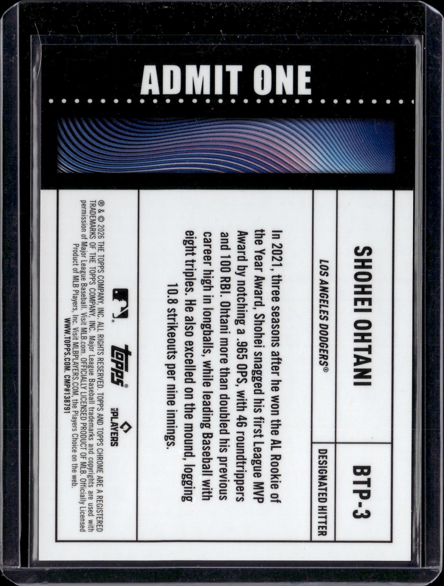2026 Topps Chrome Big Ticket Player Shohei Ohtani #BTP-3 Purple 63/75