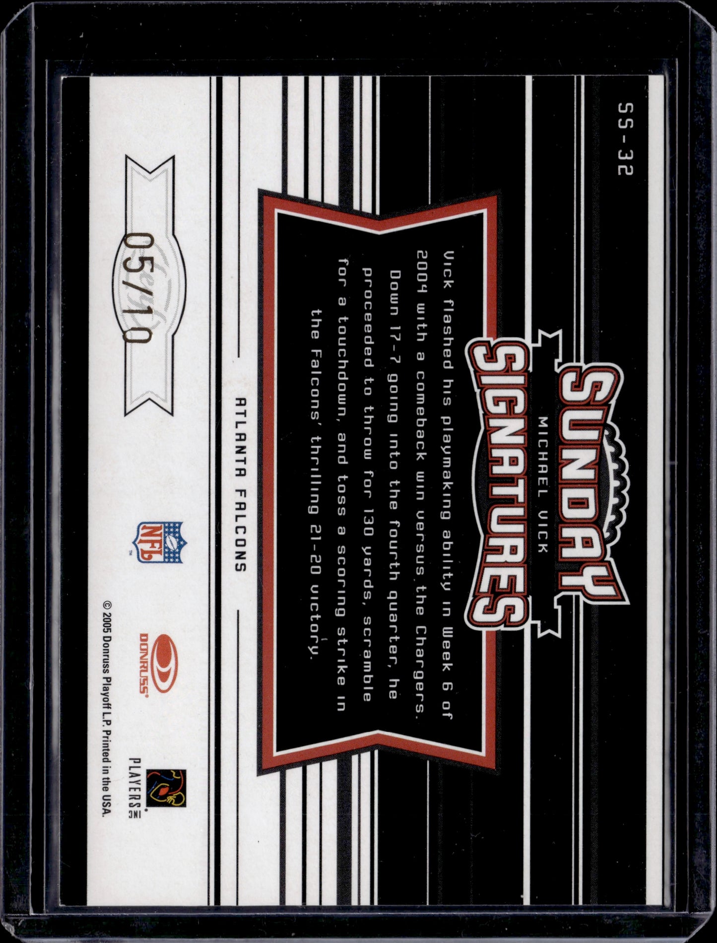 2005 Leaf Rookies & Stars Longevity Sunday Signatures Michael Vick Gold /10