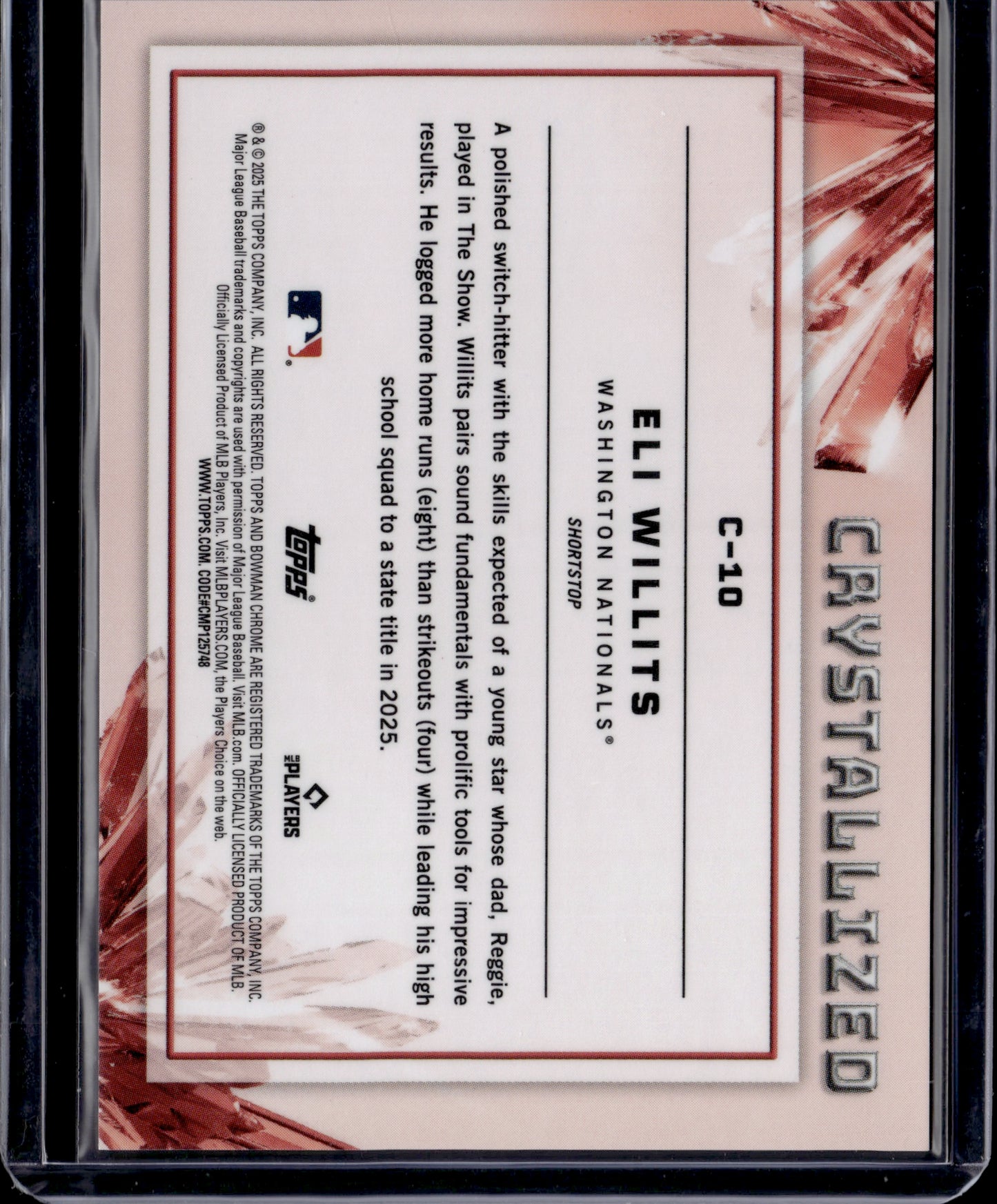 2025 Bowman Chrome Crystallized Eli Willits #C-10 SP /50