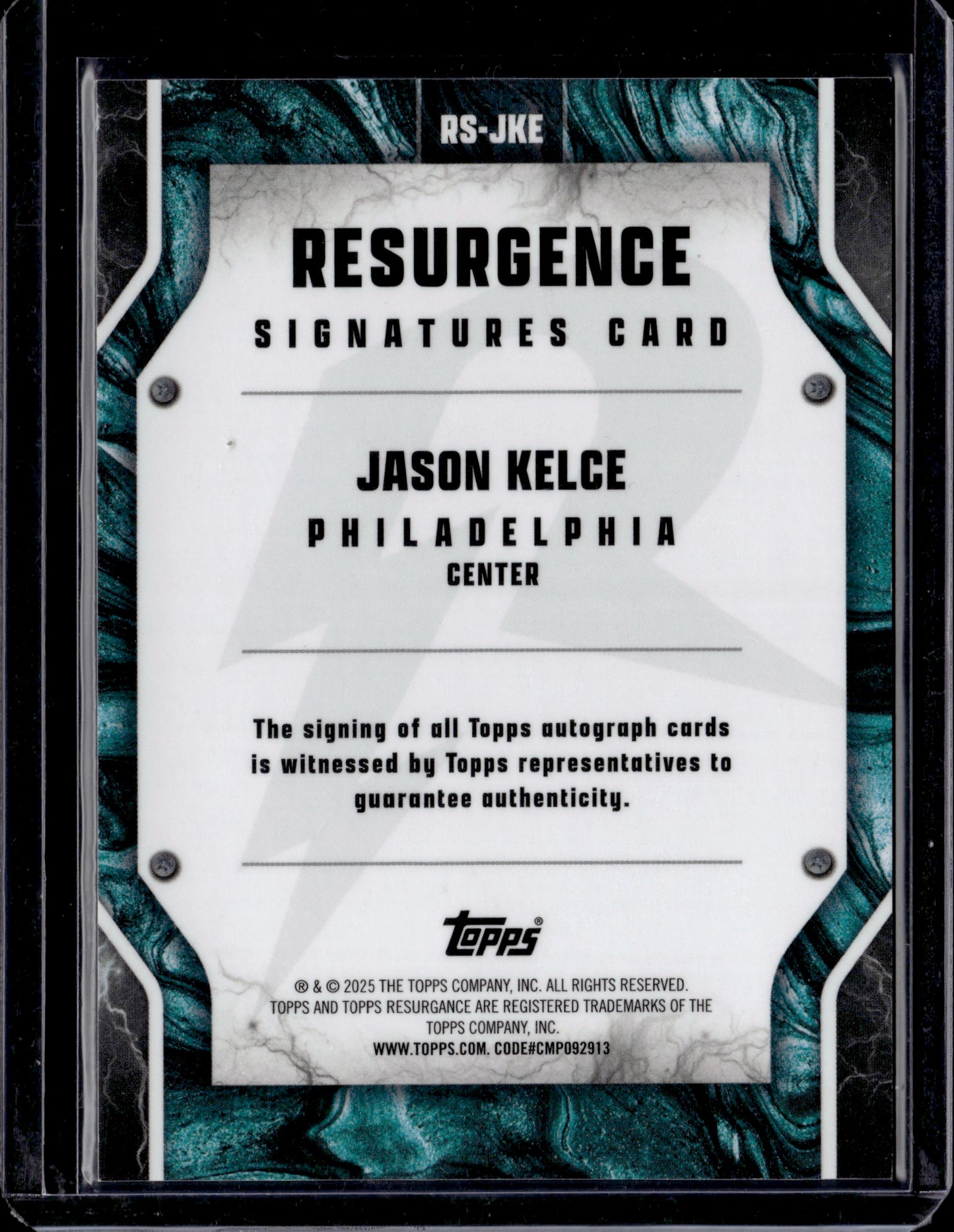 2025 Topps Resurgence Jason Kelce #RS-JKE Green Auto /15