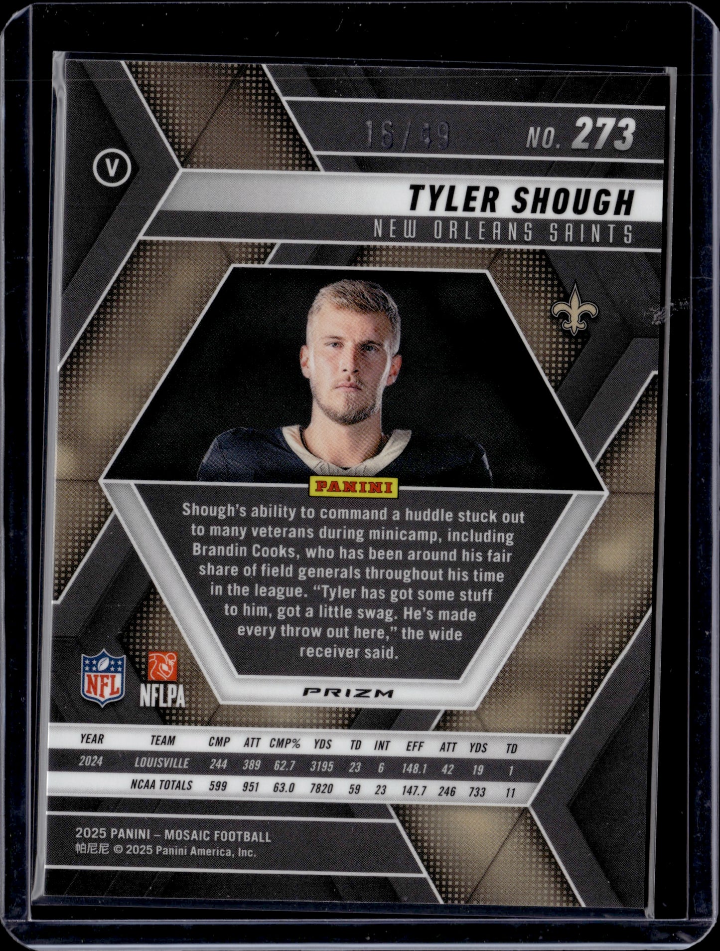 2025 Panini Mosaic Football Tyler Shough #273 RC /49
