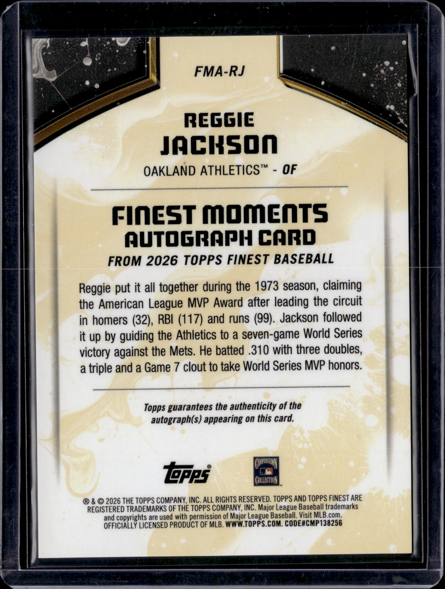 2026 Topps Finest Finest Moments Autographs Reggie Jackson #FMA-RJ Auto /10