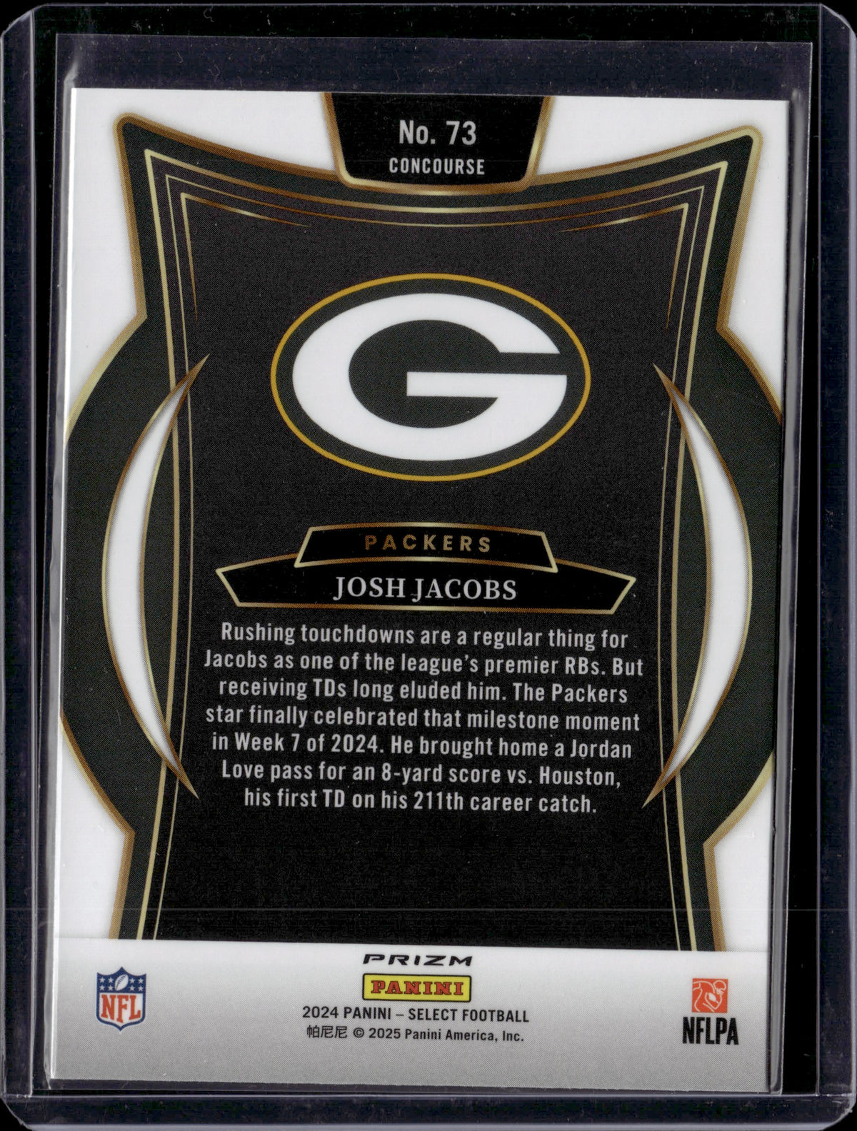 2025 Panini Select Josh Jacobs #73 Zebra Prizm