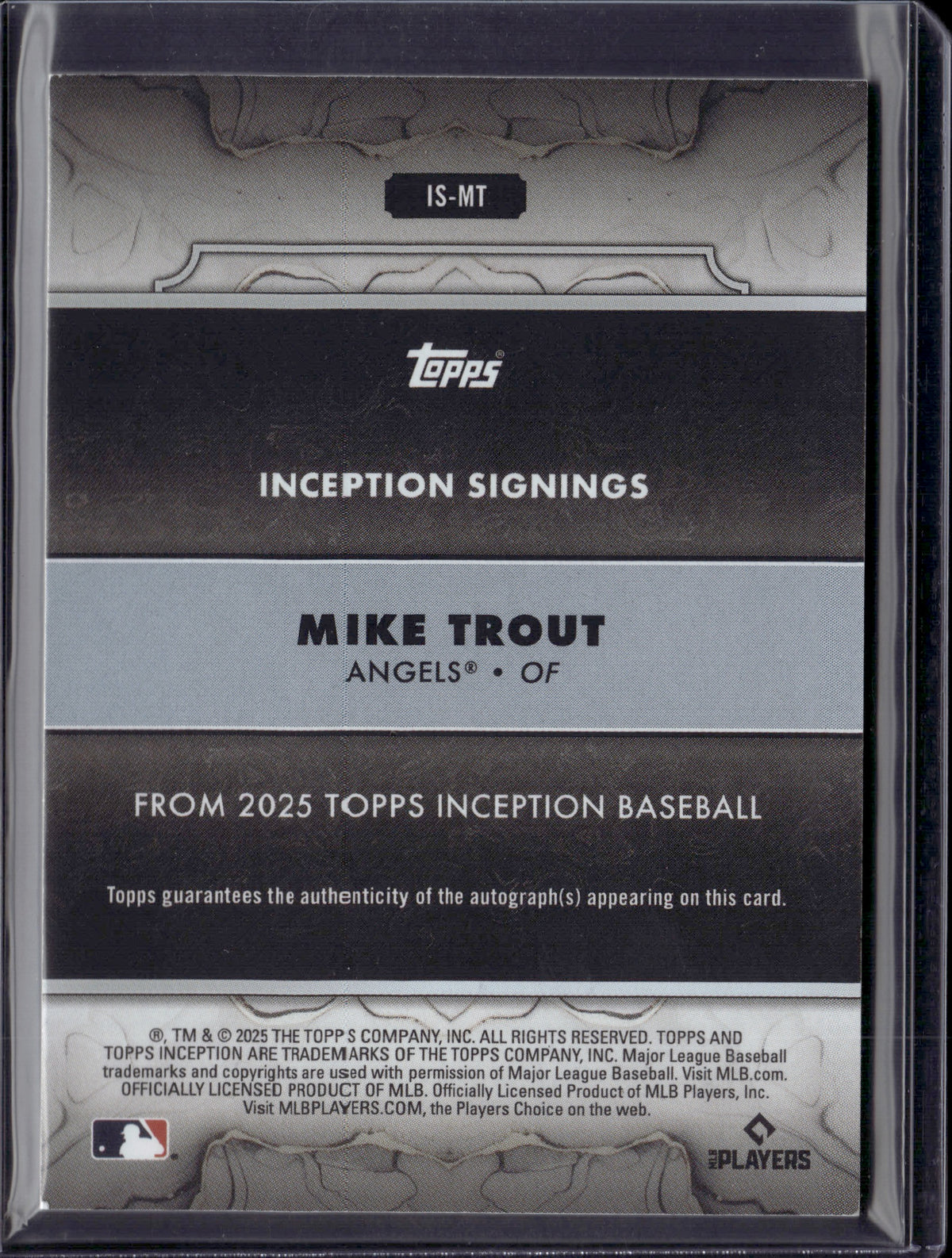 2025 Topps Inception Mike Trout #IS-MT Auto /50