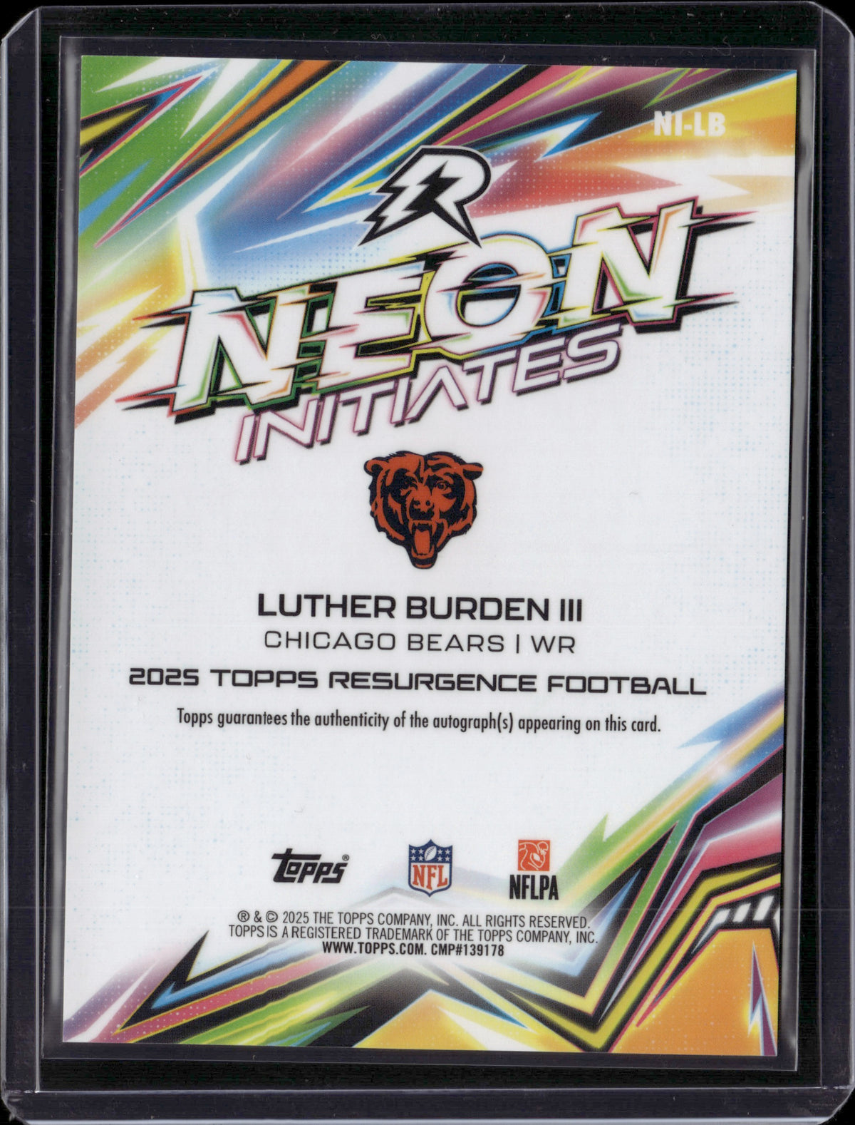 2025 Topps Resurgence Football Neon Initiates Luther Burden III Auto /99 RC