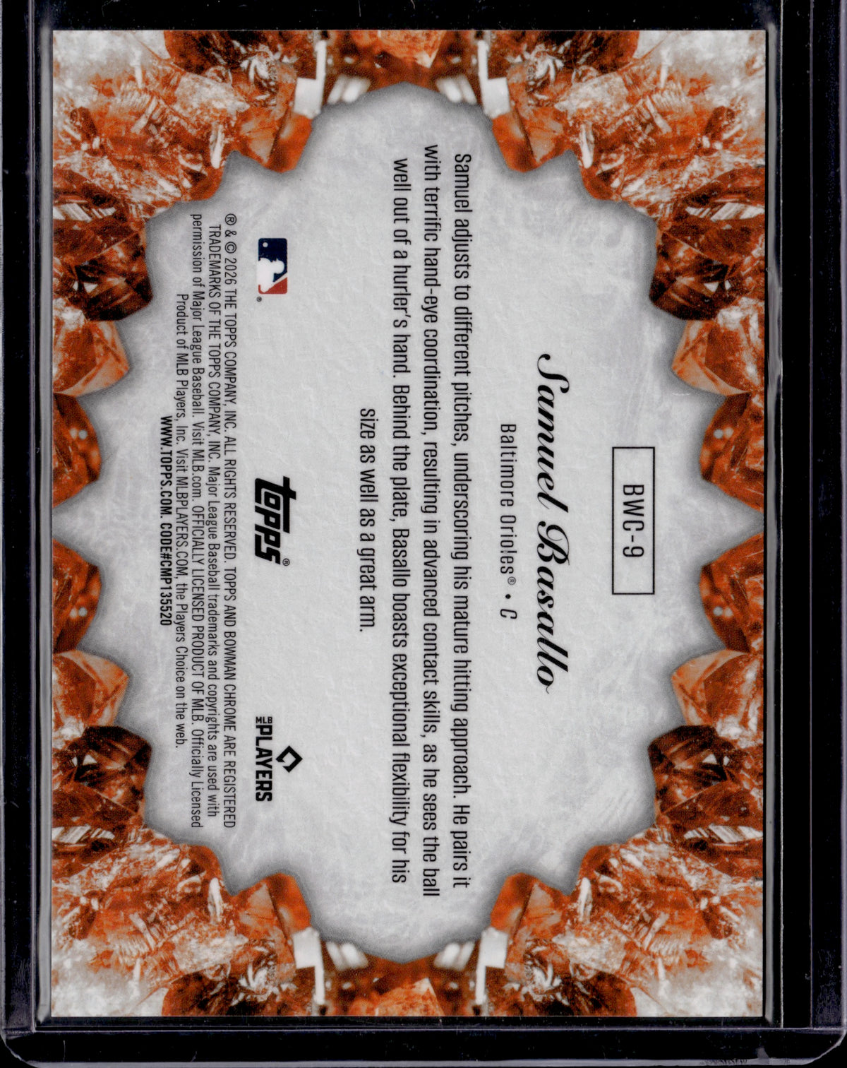 2026 Bowman Chrome Samuel Basallo Crystallized #BWC-9 RC