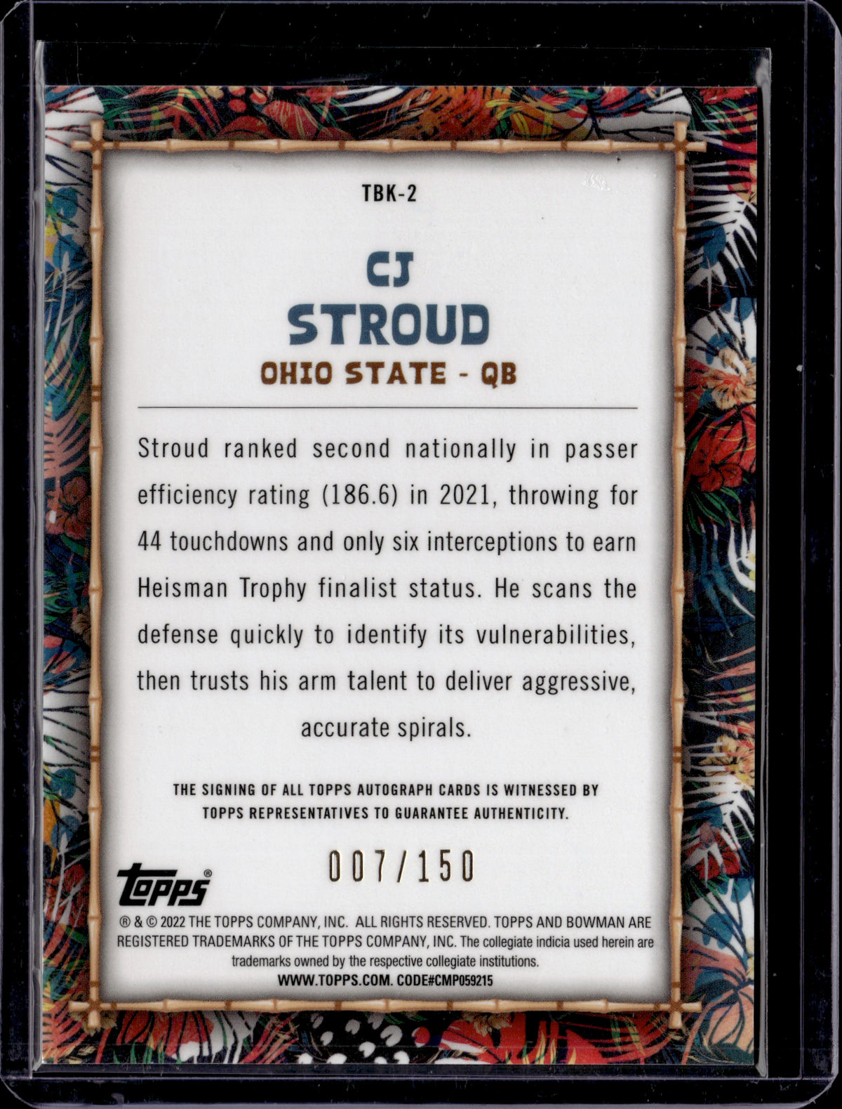 2022 Bowman University Big Kahuna CJ Stroud Auto /150