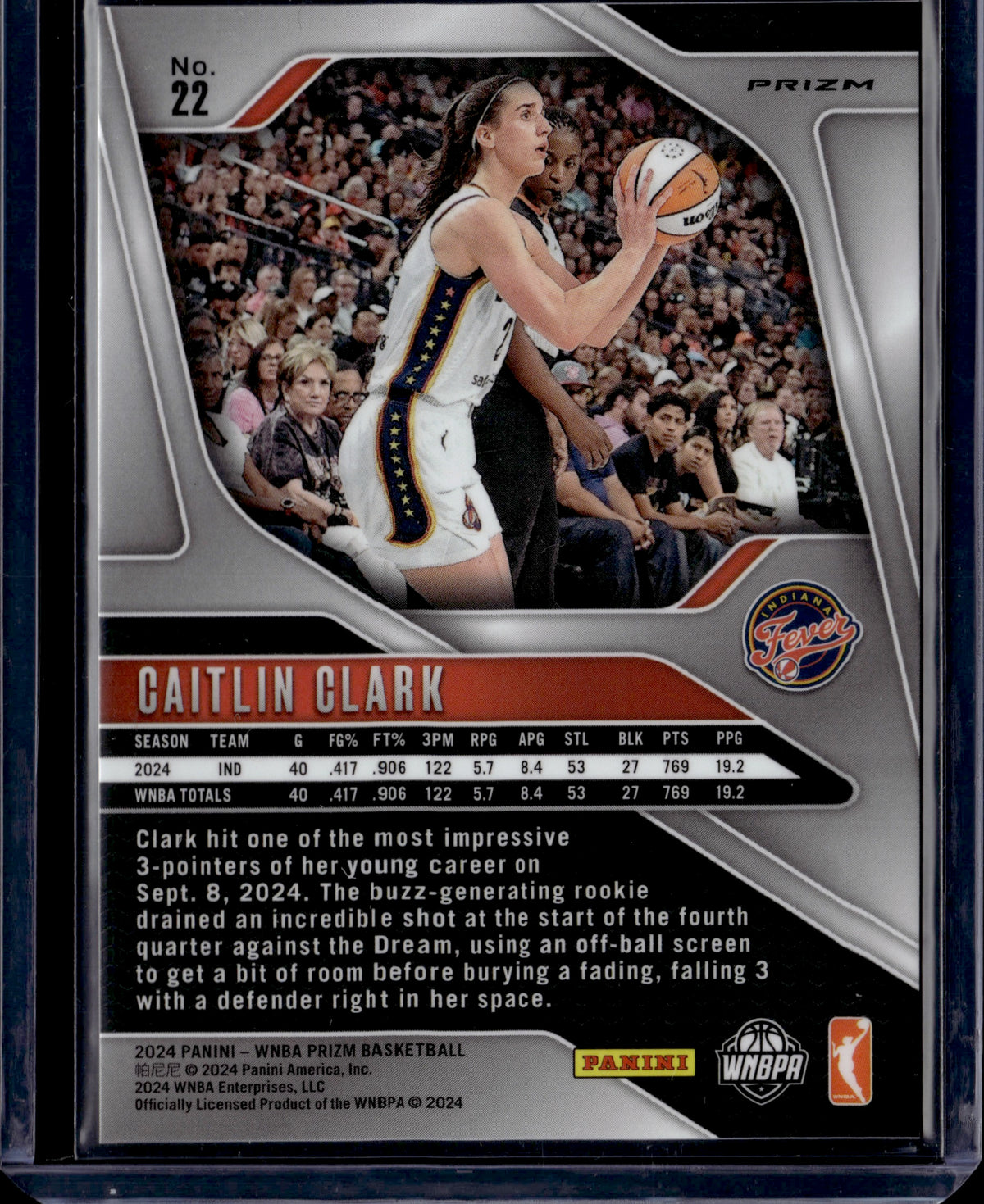 2024 Panini Prizm WNBA Caitlin Clark Silver #22 RC