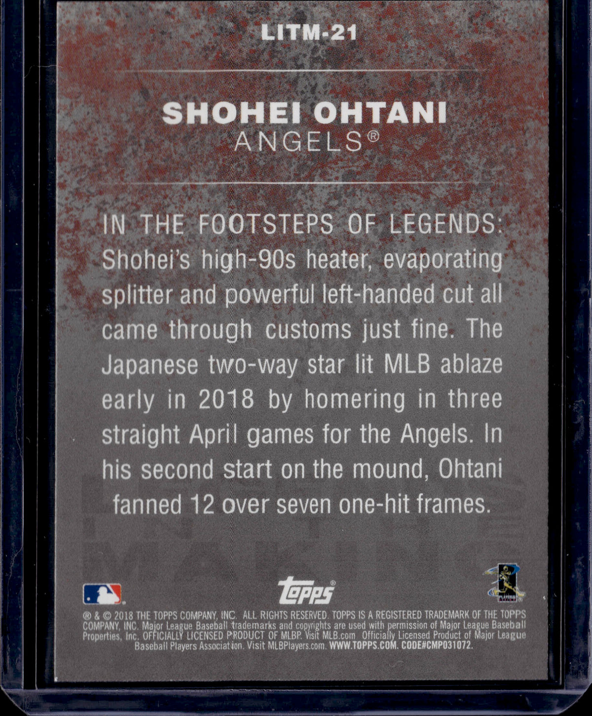 2018 Topps Legends in the Making Shohei Ohtani #LITM-21 RC