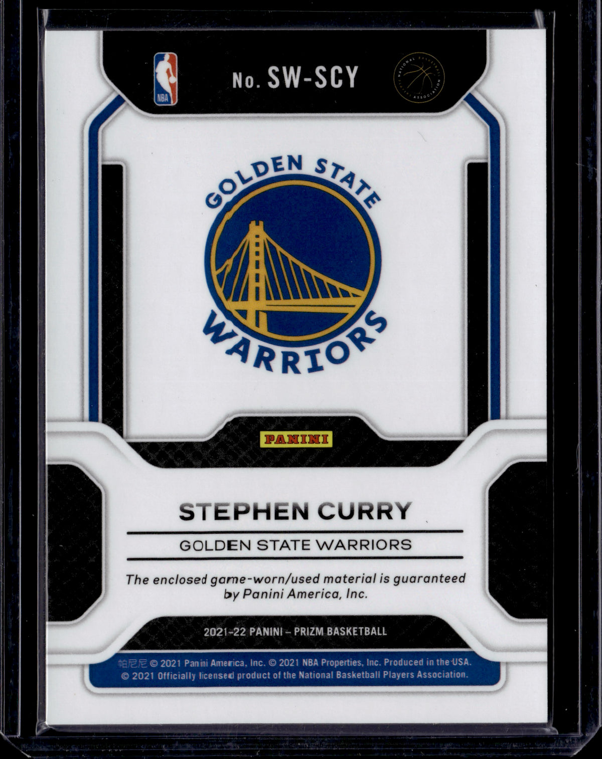 2021 Panini Prizm Stephen Curry #SW-SCY Memorabilia Sensational Swatches