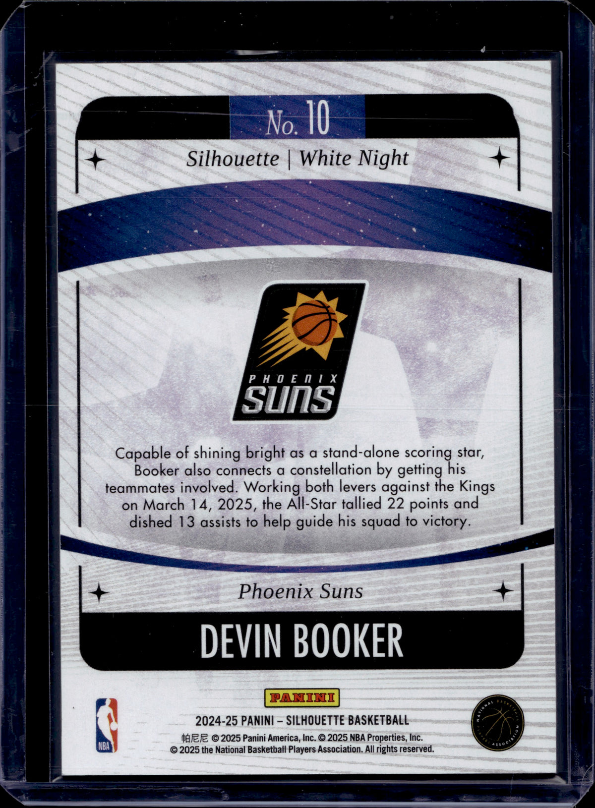 2025 Panini Silhouette Devin Booker #10 White Night