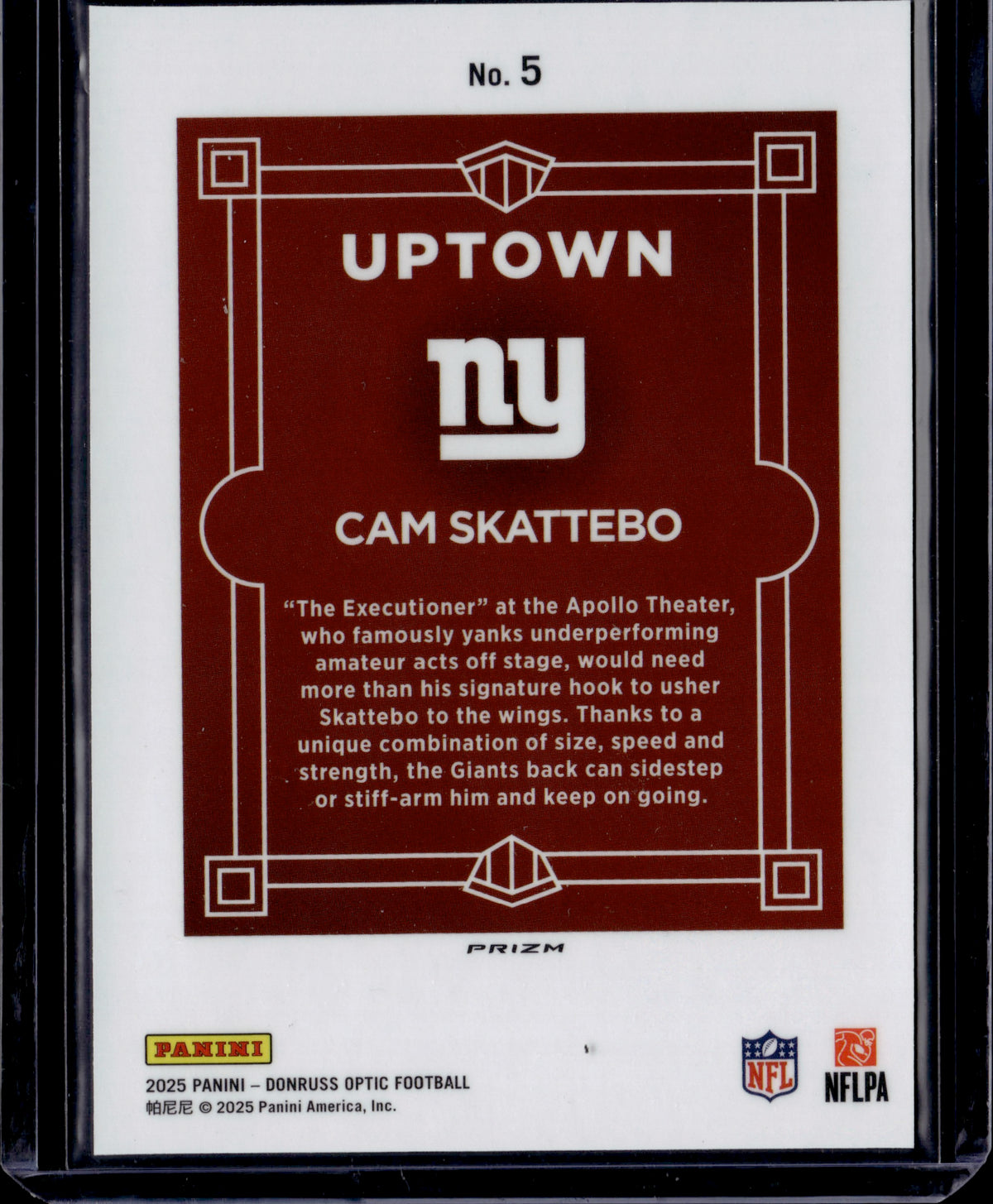 2025 Panini Donruss Optic Cam Skattebo #5 RC