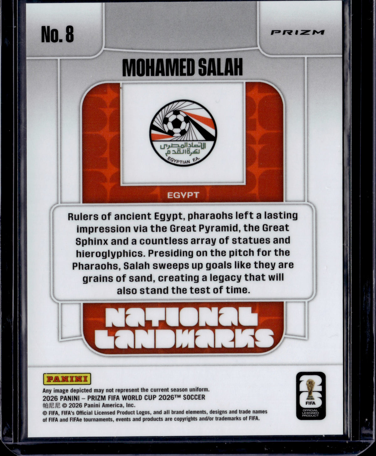 2026 Panini Prizm FIFA World Cup Mohamed Salah #8
